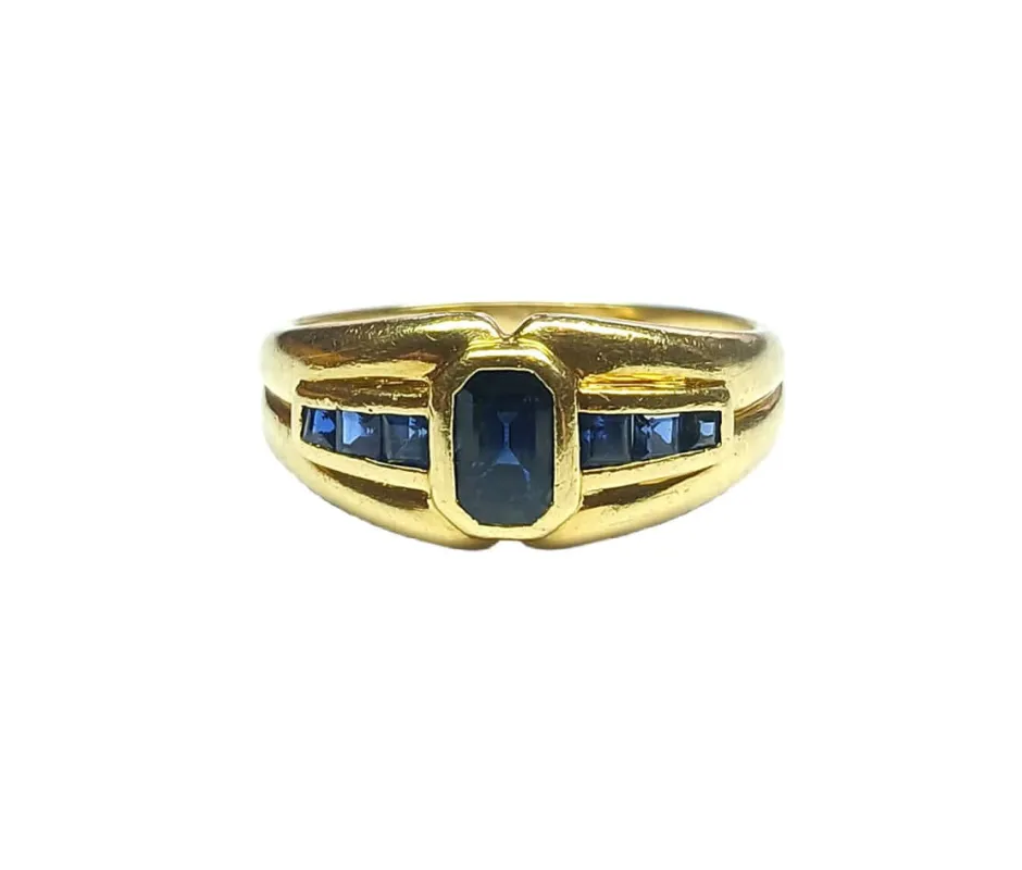Bague jonc or jaune et saphir made by 58 Facettes
