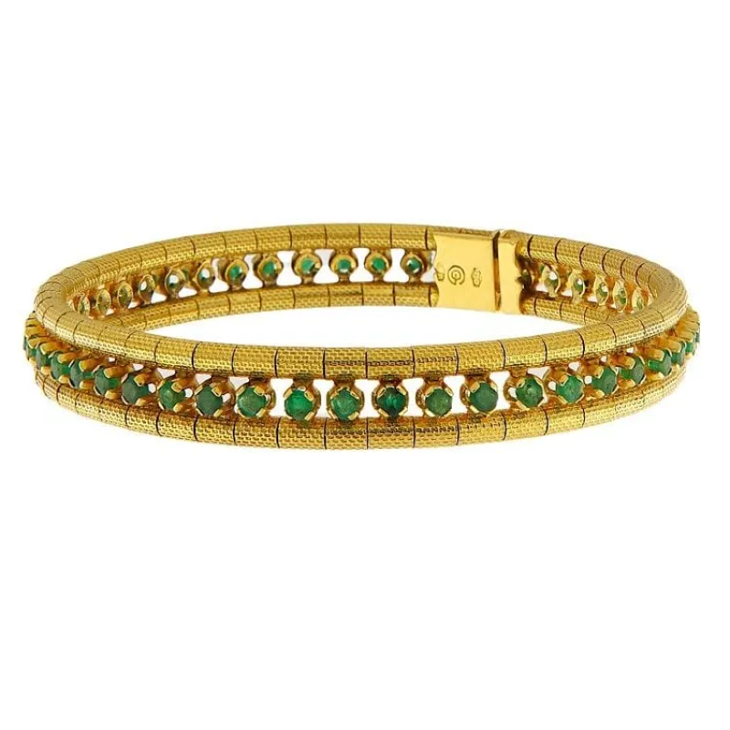 Bracelet en or jaune avec béryls de variété émeraude sold by 58 Facettes