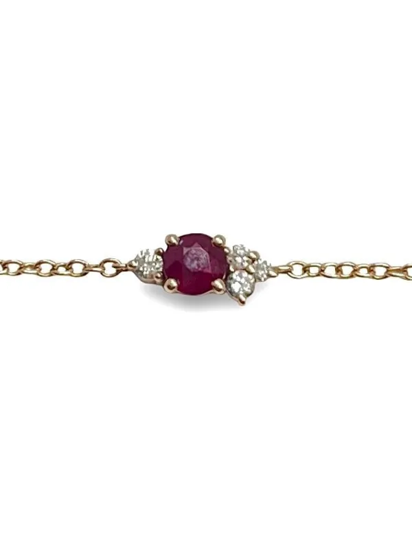 Bracelet or rose rubis 0,10 ct et diamants 0,30 ct sold by 58 Facettes