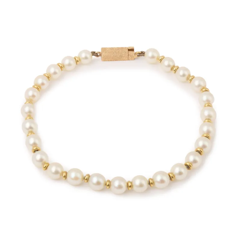 Bracelet en Or jaune et Perles sold by 58 Facettes