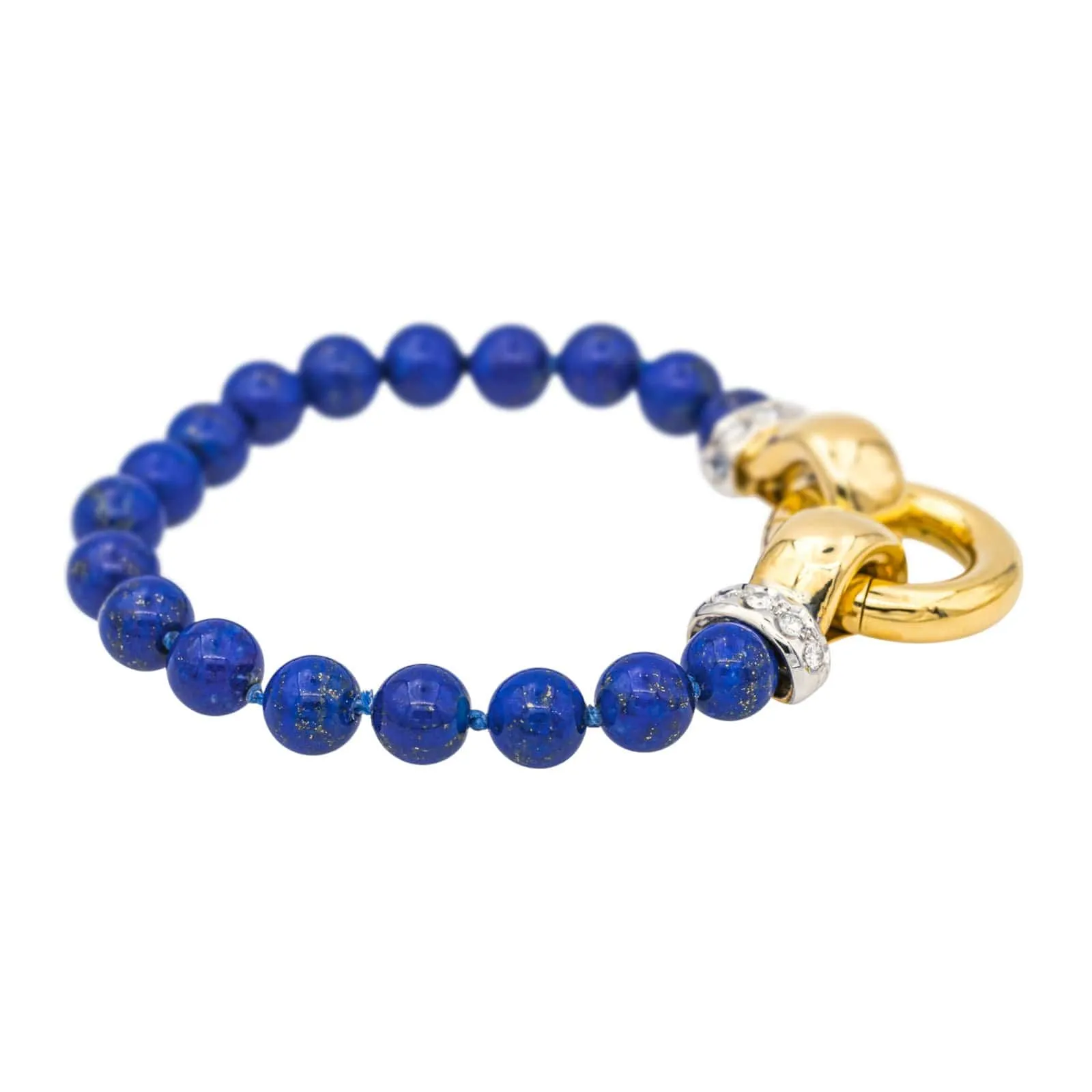 Bracelet en or jaune et blanc 18 carats, lapis-lazuli et diamants sold by 58 Facettes product image thumbnail 5