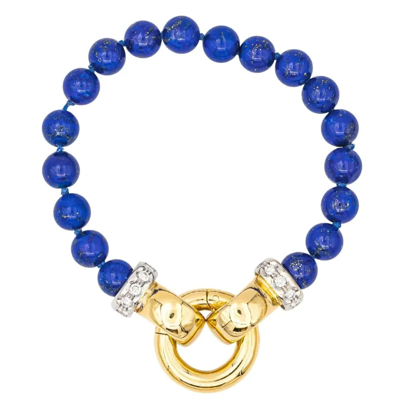 Bracelet en or jaune et blanc 18 carats, lapis-lazuli et diamants sold by 58 Facettes