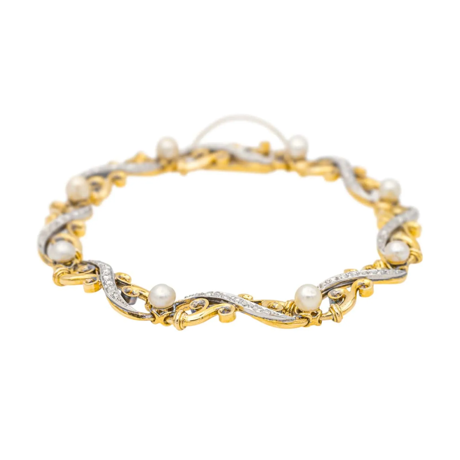 Bracelet Or jaune, Or blanc Diamant, Perle fine sold by 58 Facettes product image thumbnail 3