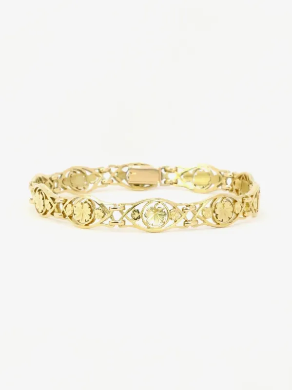 Bracelet Art Nouveau or jaune maille feuille de lierre sold by 58 Facettes