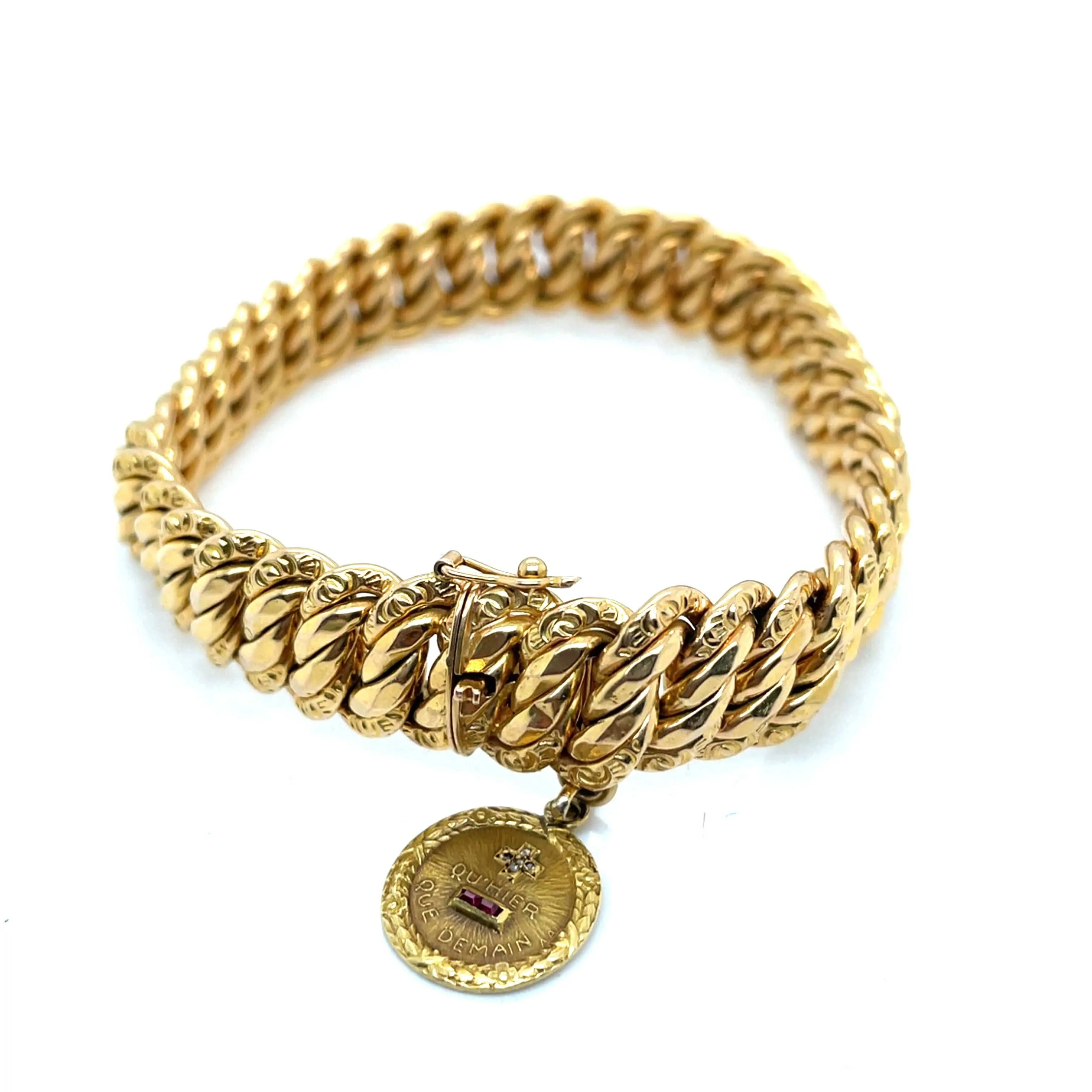 Bracelet Maille Américaine Or Jaune Médaille d'Amour Augis sold by 58 Facettes product image thumbnail 3