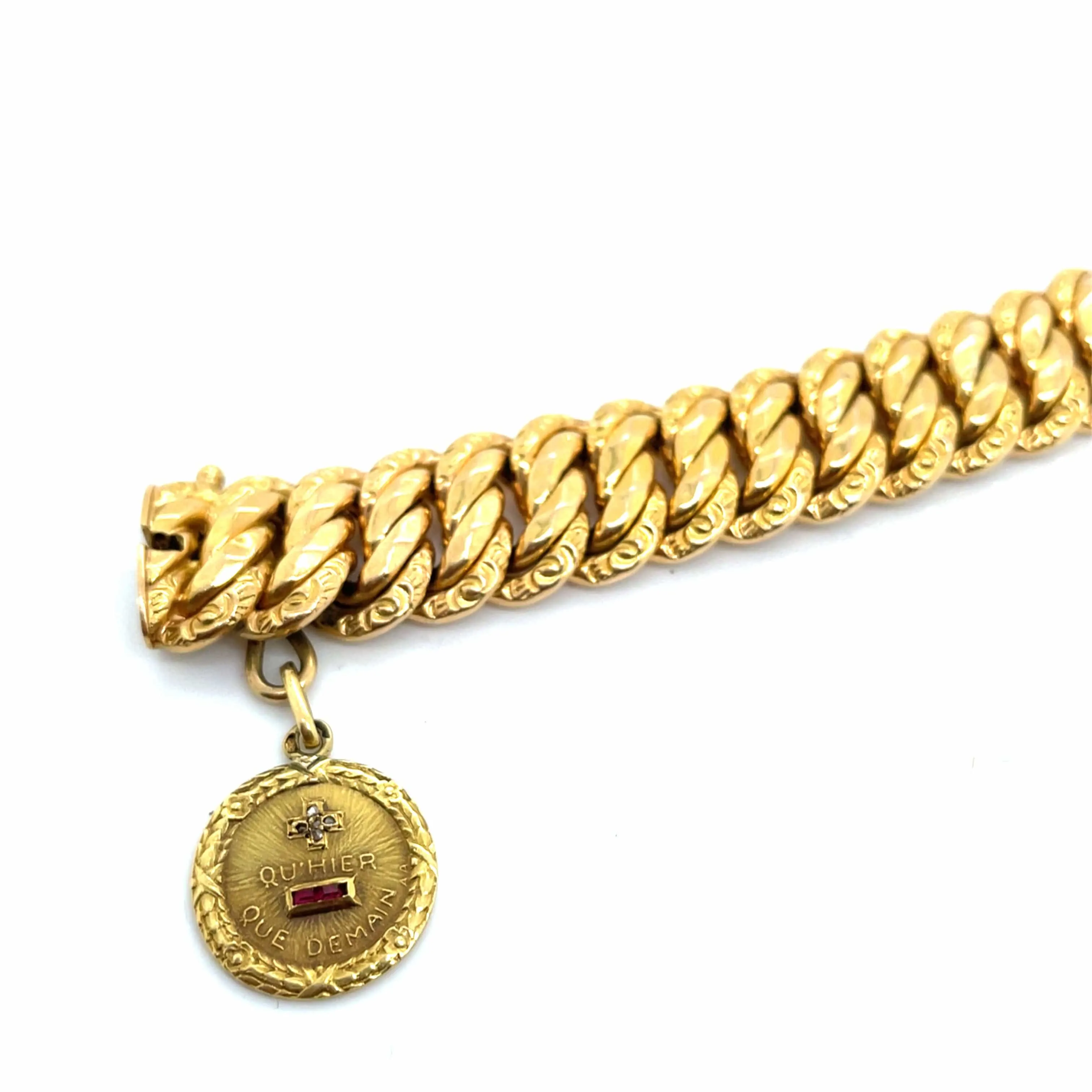 Bracelet Maille Américaine Or Jaune Médaille d'Amour Augis sold by 58 Facettes product image thumbnail 2