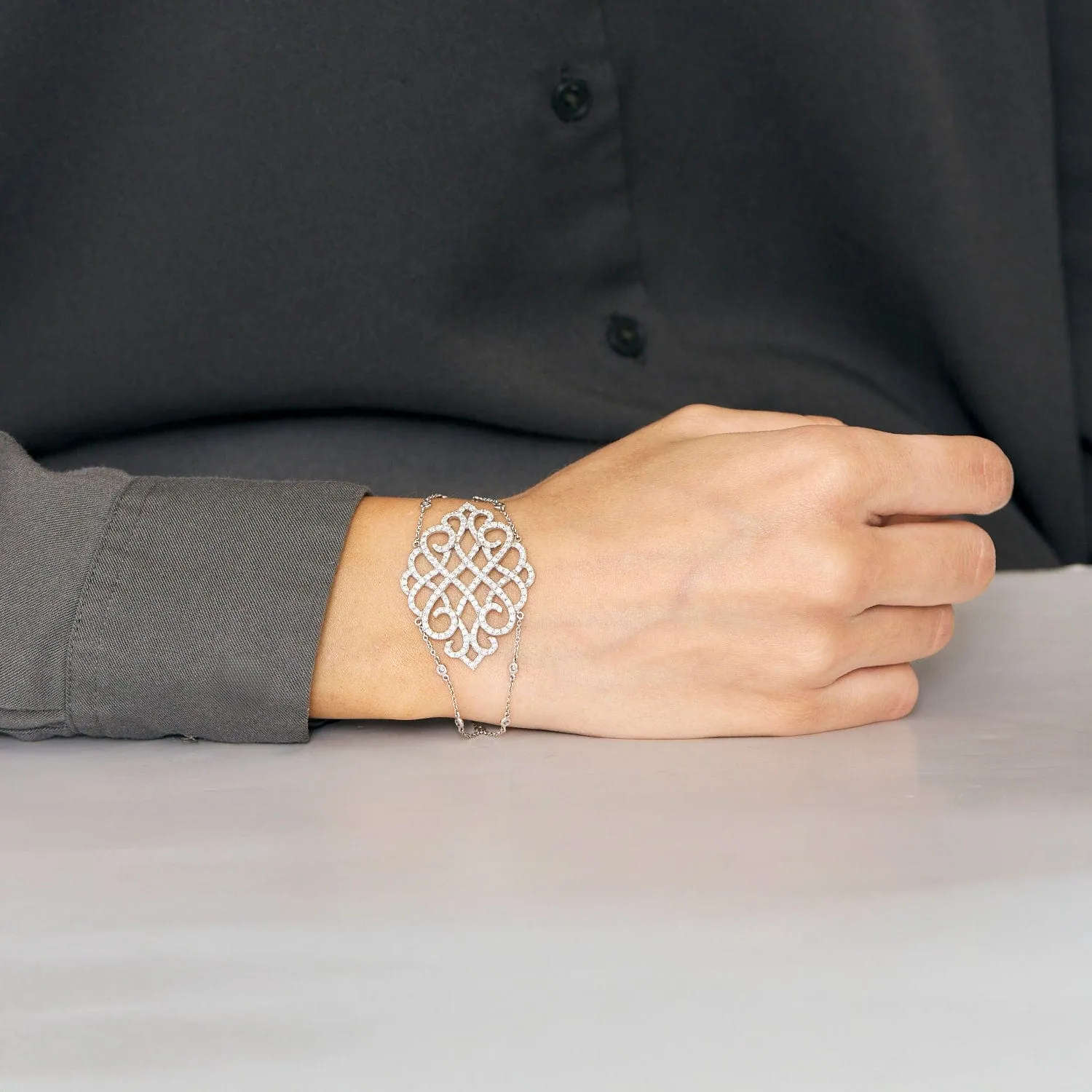 Bracelet Dentelle or blanc diamants sold by 58 Facettes product image thumbnail 2