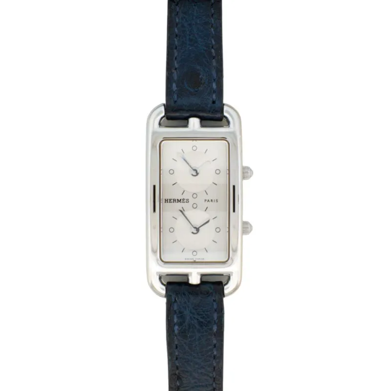 Hermès - Montre Cape Cod Dual time - Cadran argenté - PM sold by 58 Facettes