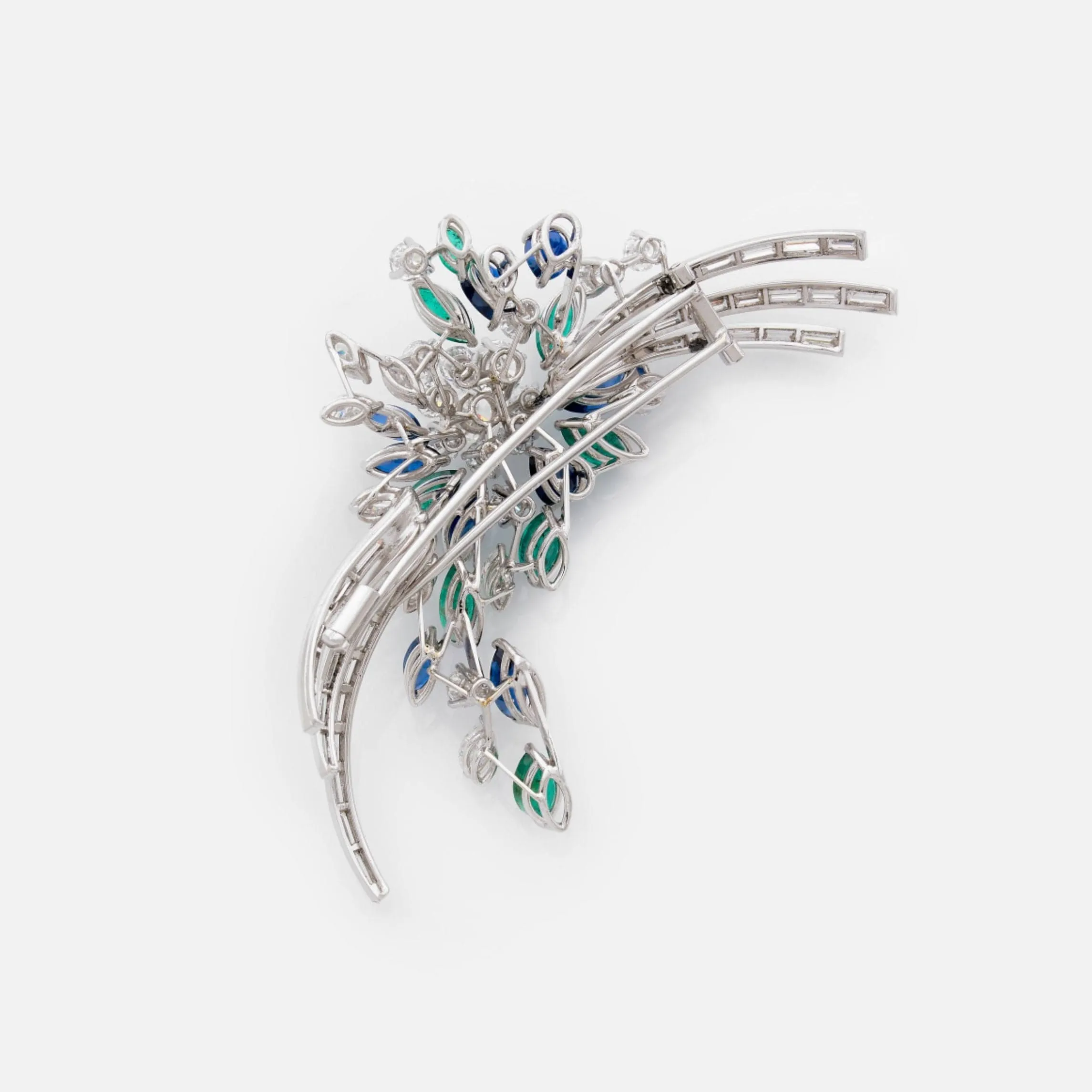 Broche gerbe - Multi-gemmes en platine et or 18K avec diamants sold by 58 Facettes product image thumbnail 2