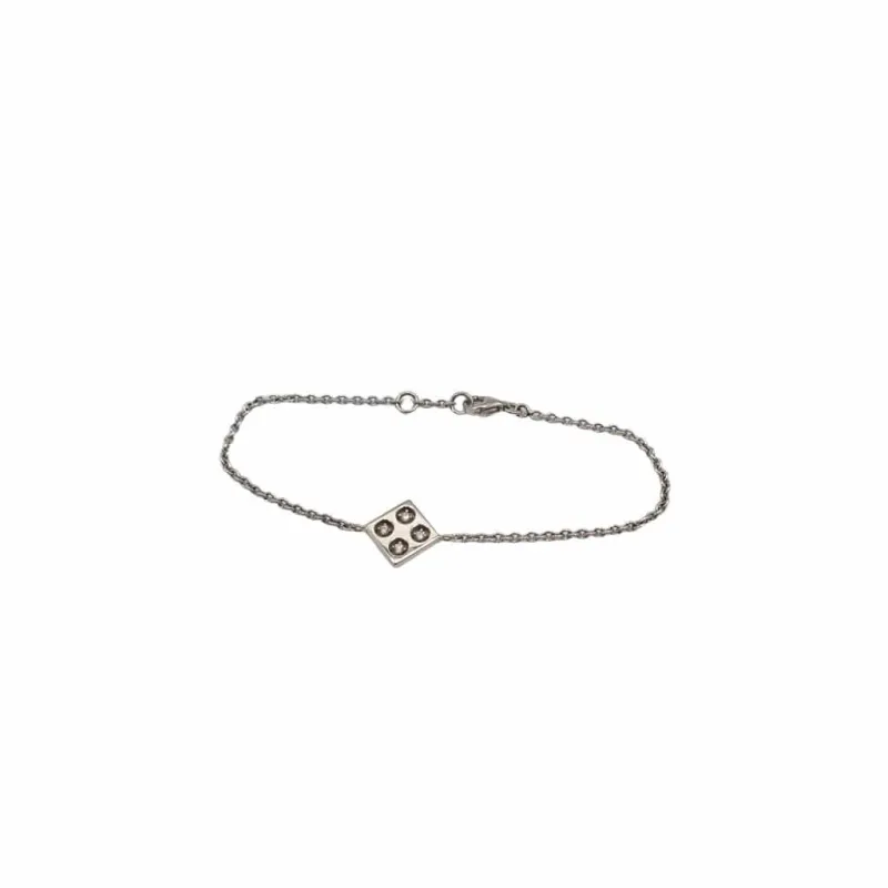 Bracelet carré or blanc serti de diamants sold by 58 Facettes