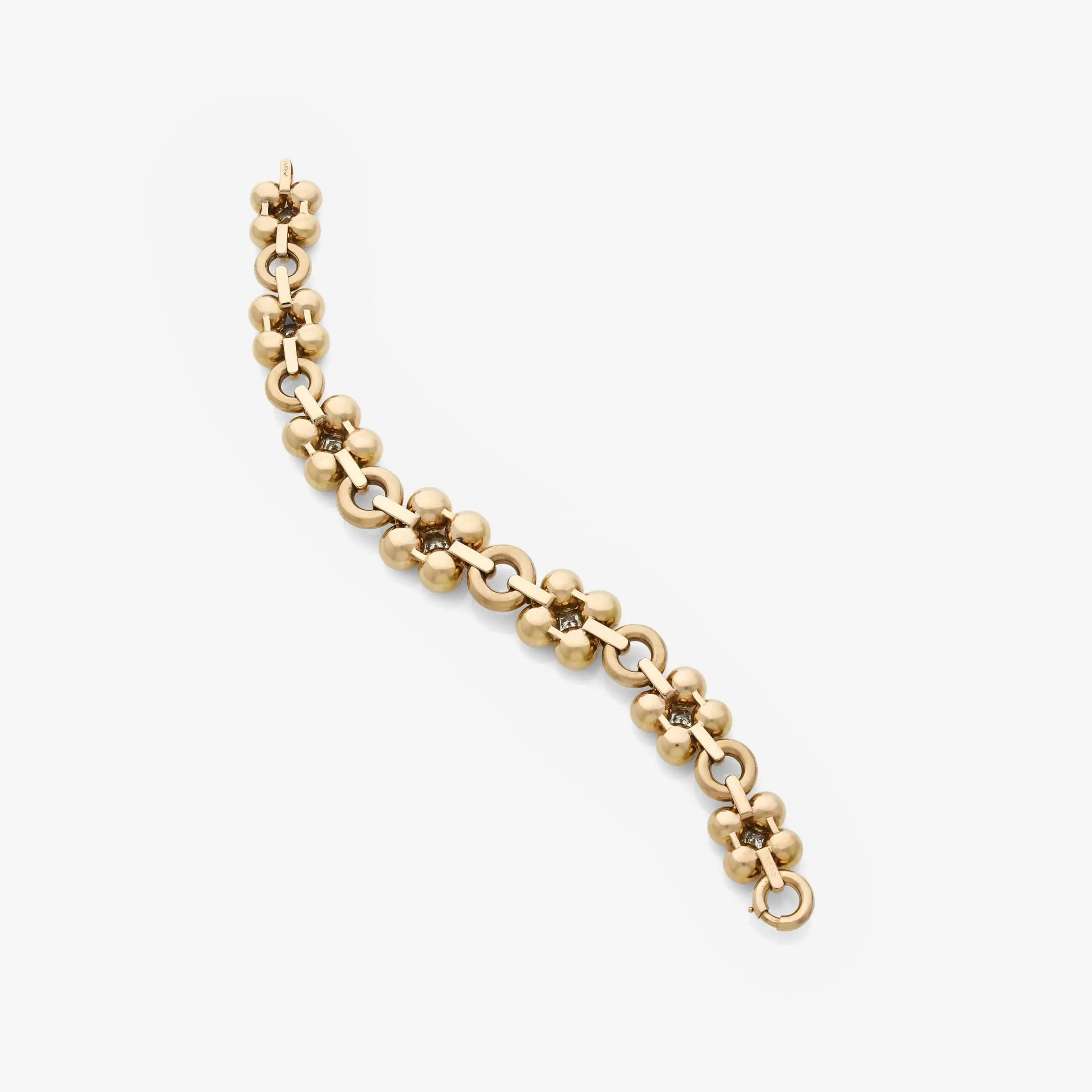 Bracelet vintage à maillons quadrilobés en or rose et diamants sold by 58 Facettes product image thumbnail 2