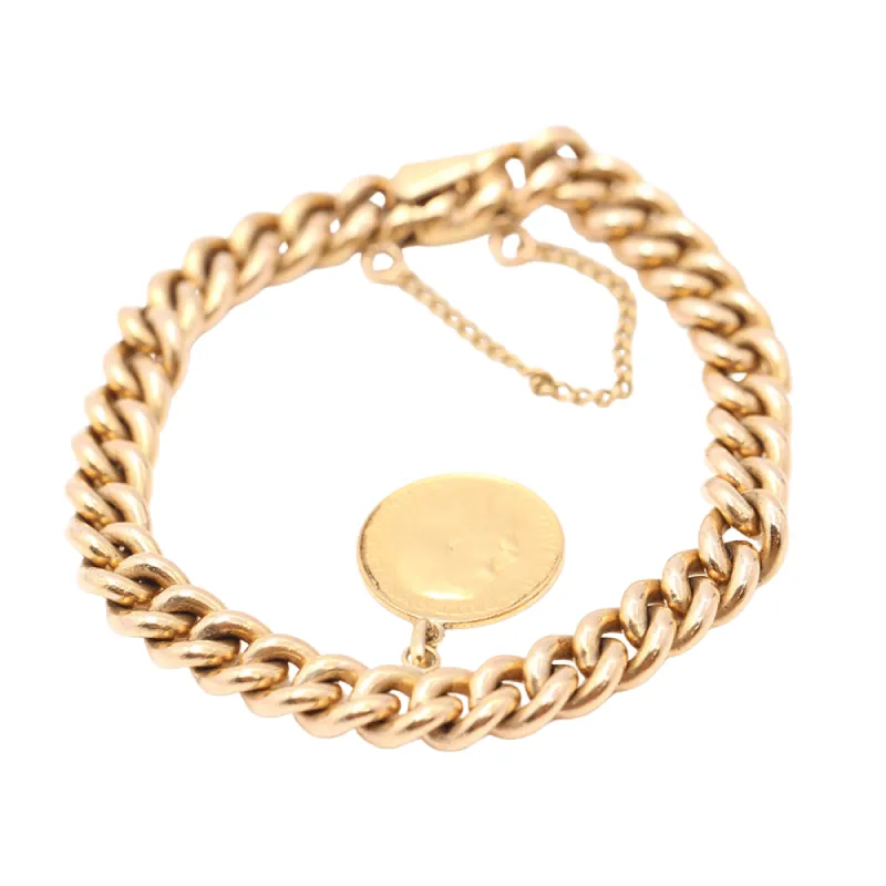 Bracelet maille en or massif 18 carats avec pièce de monnaie sold by 58 Facettes