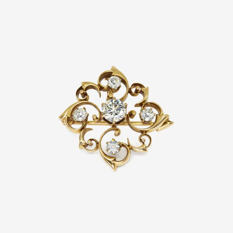 Broche en or jaune de 6,25 g et diamant de 1 ct sold by 58 Facettes