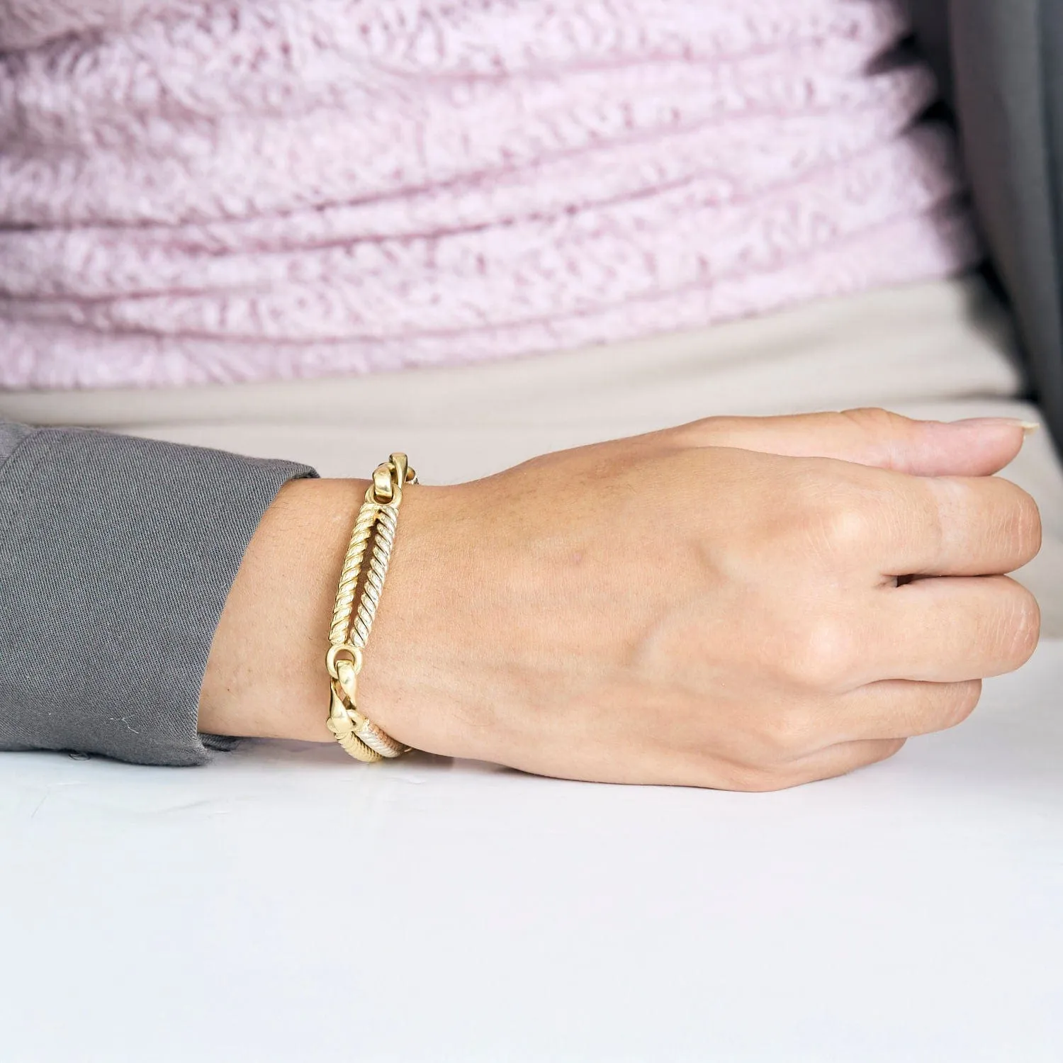 Bracelet en or blanc et jaune sold by 58 Facettes product image thumbnail 2