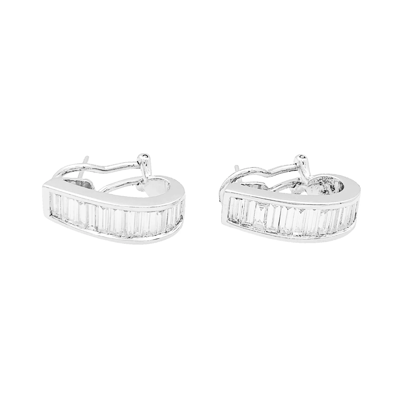 Boucles d'oreilles en or blanc et diamants baguette. sold by 58 Facettes product image thumbnail 2
