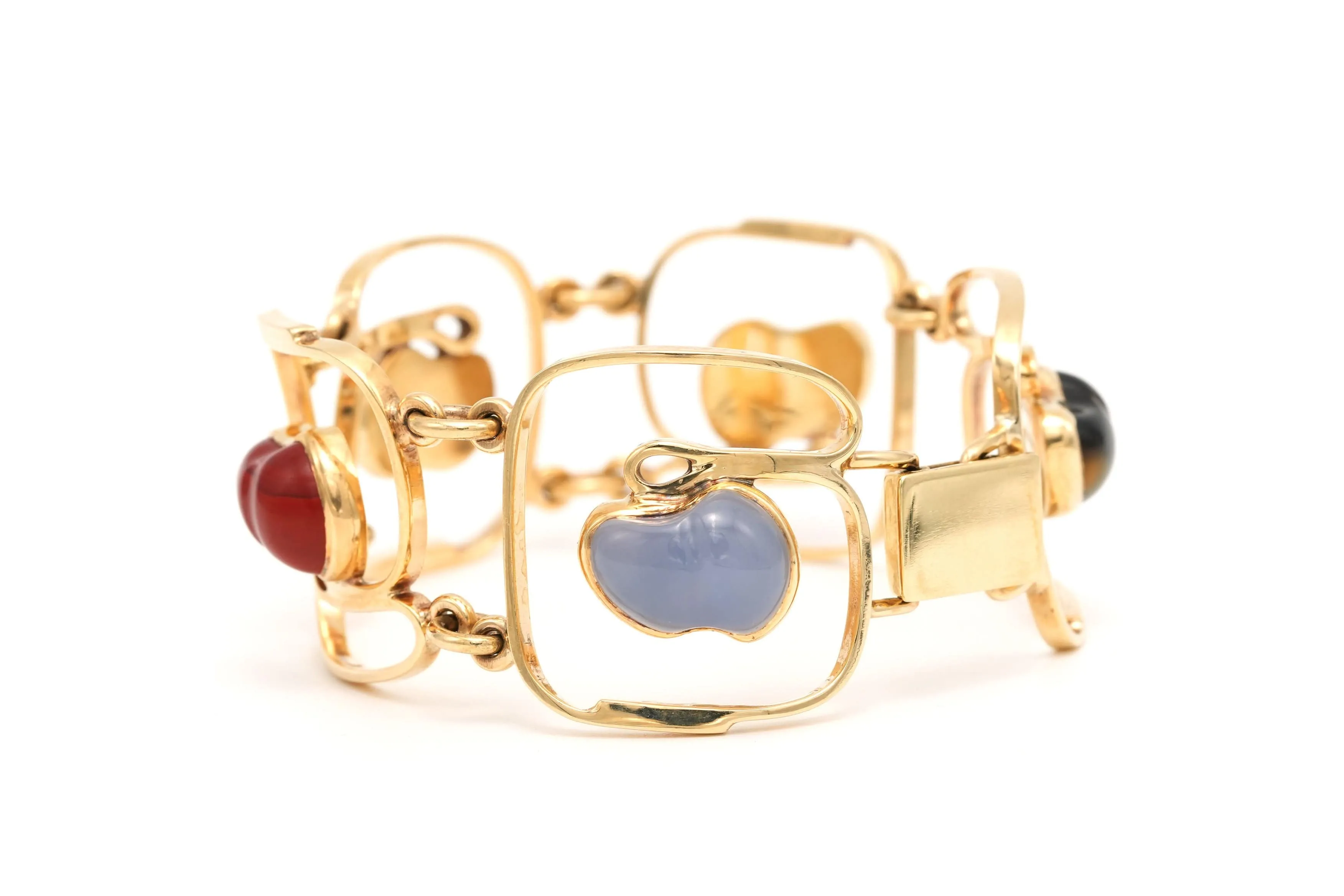 Bracelet 1970 en or jaune 9 carats serti de gemmes sold by 58 Facettes product image thumbnail 2