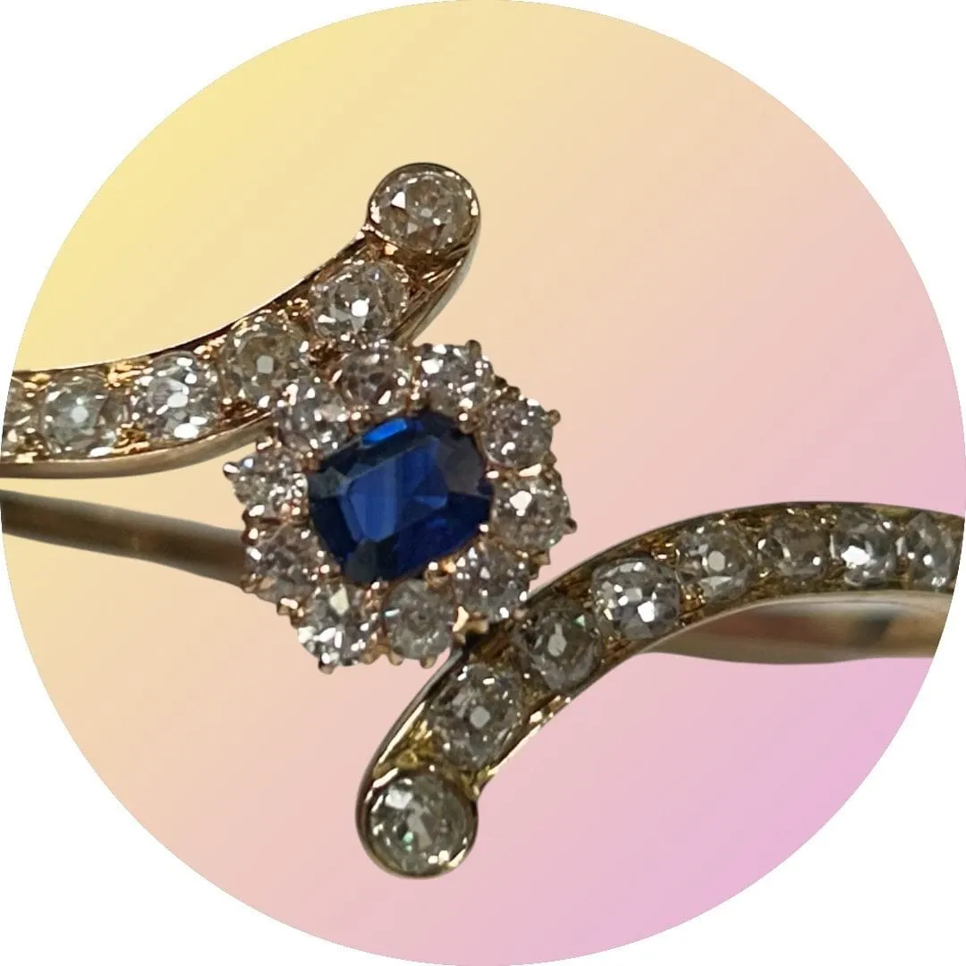 Bracelet rigide en or jaune, saphir et diamants sold by 58 Facettes product image thumbnail 4