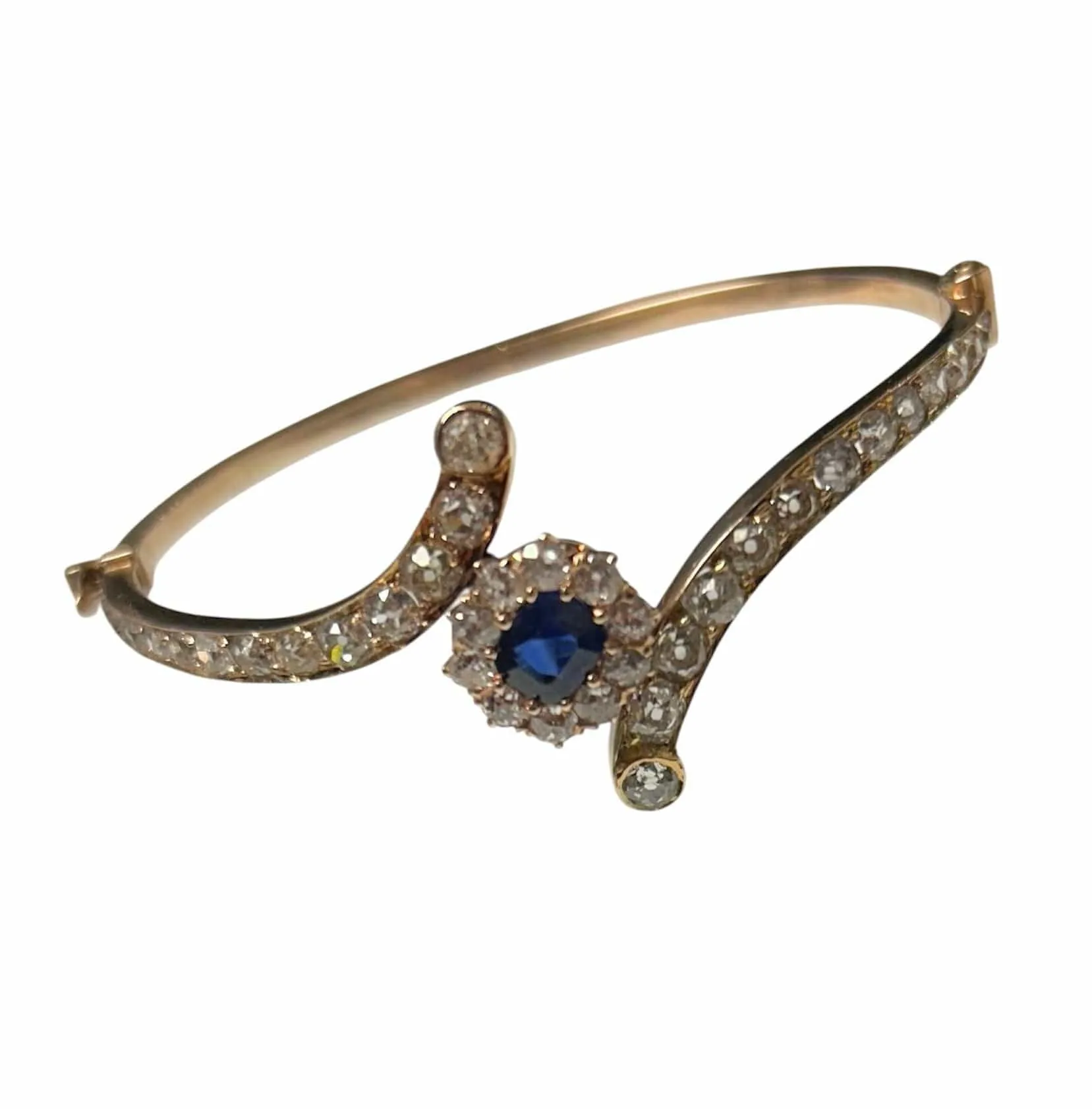 Bracelet rigide en or jaune, saphir et diamants sold by 58 Facettes product image thumbnail 3