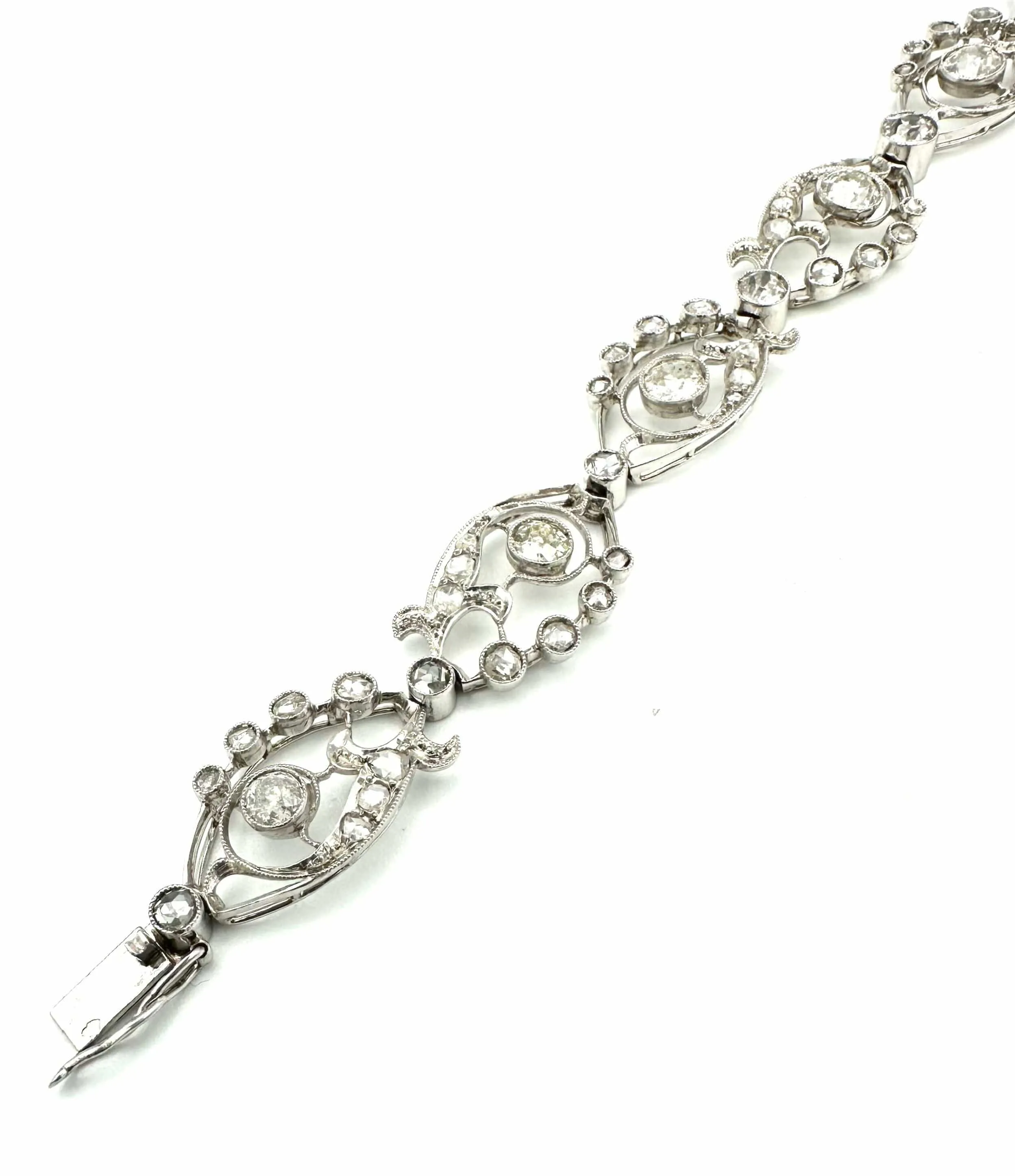 Bracelet 19ème en platine et diamants (5.5ct) sold by 58 Facettes product image thumbnail 4