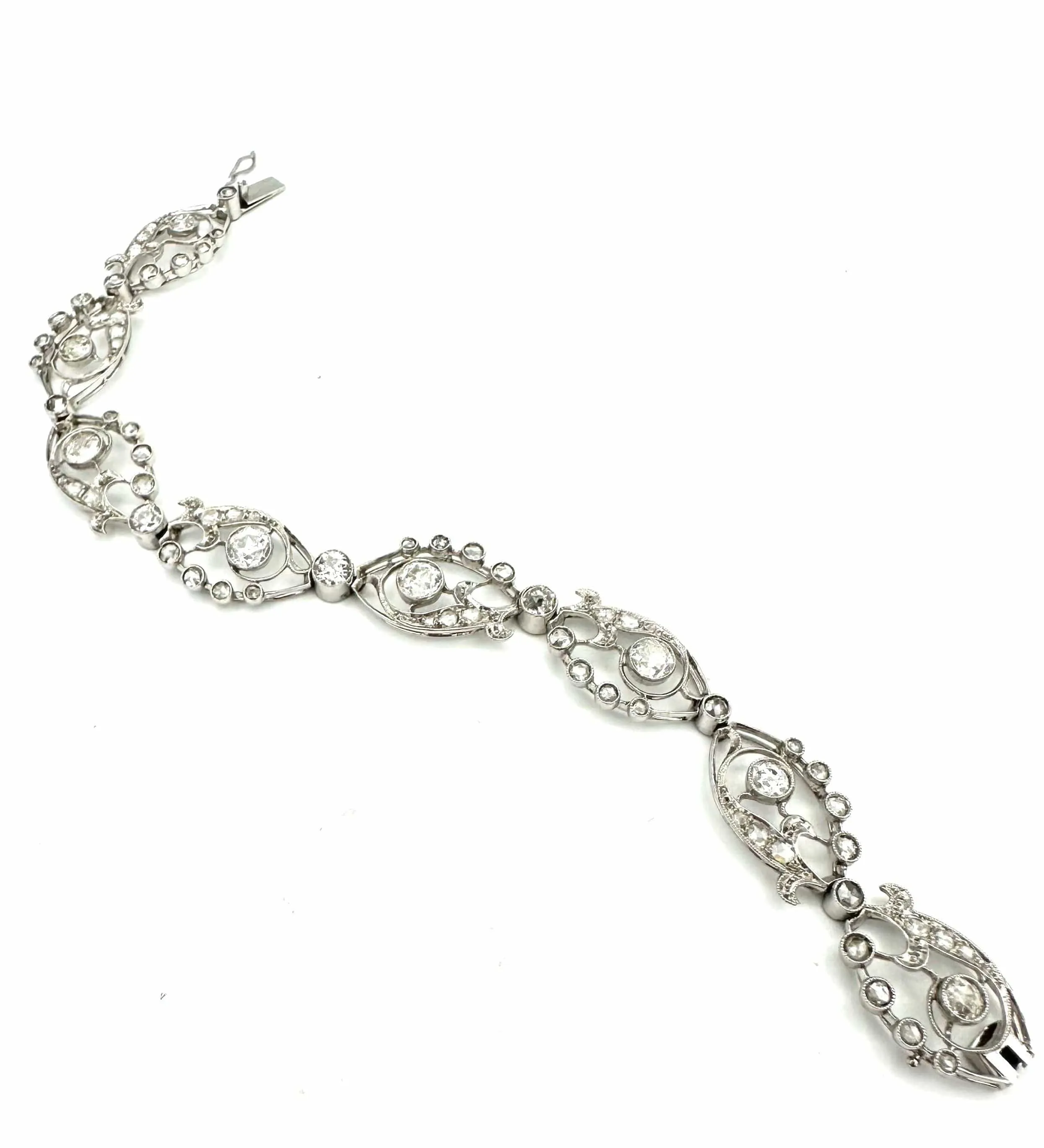 Bracelet 19ème en platine et diamants (5.5ct) sold by 58 Facettes product image thumbnail 5