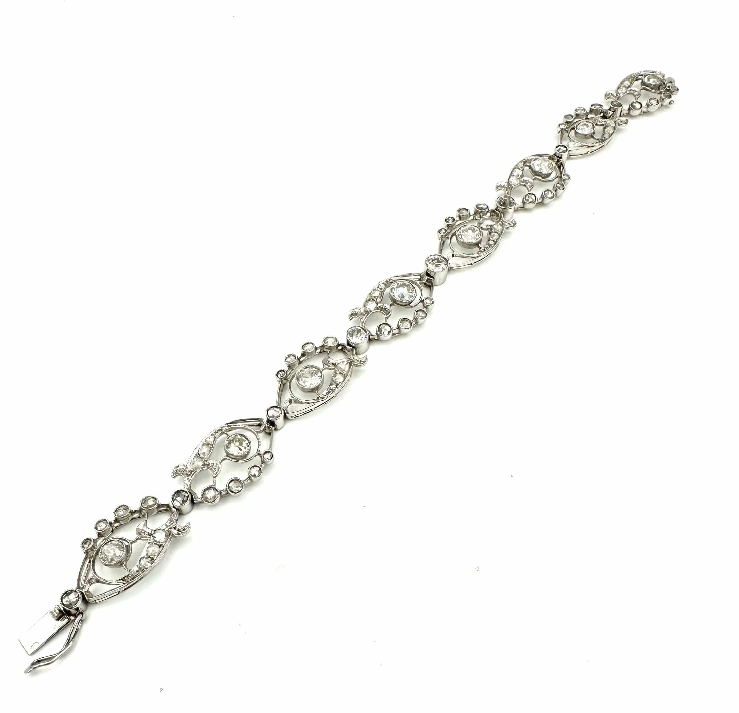 Bracelet 19ème en platine et diamants (5.5ct) sold by 58 Facettes product image thumbnail 3