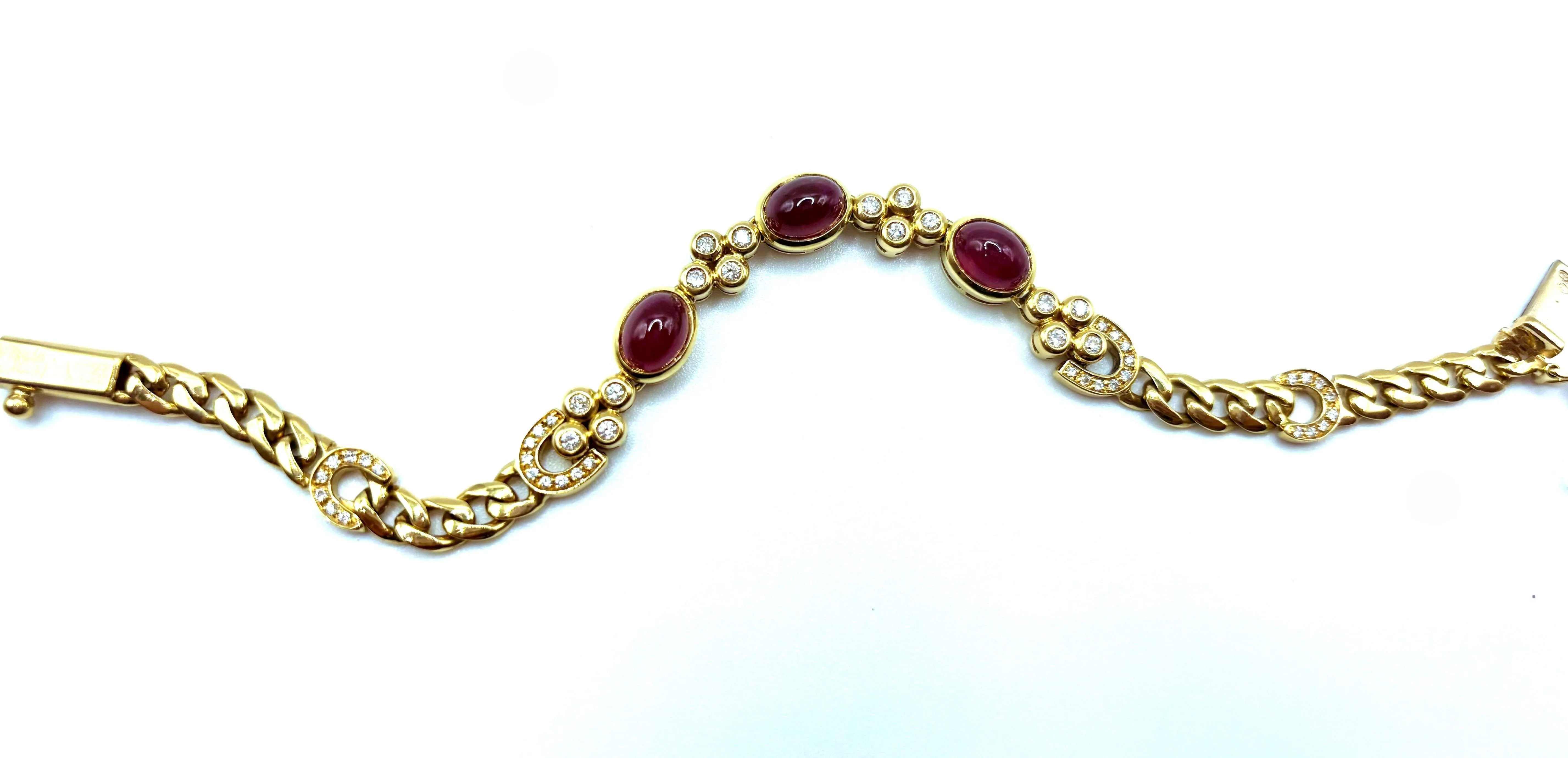 Bracelet Rubis cabochons et diamants sold by 58 Facettes product image thumbnail 3
