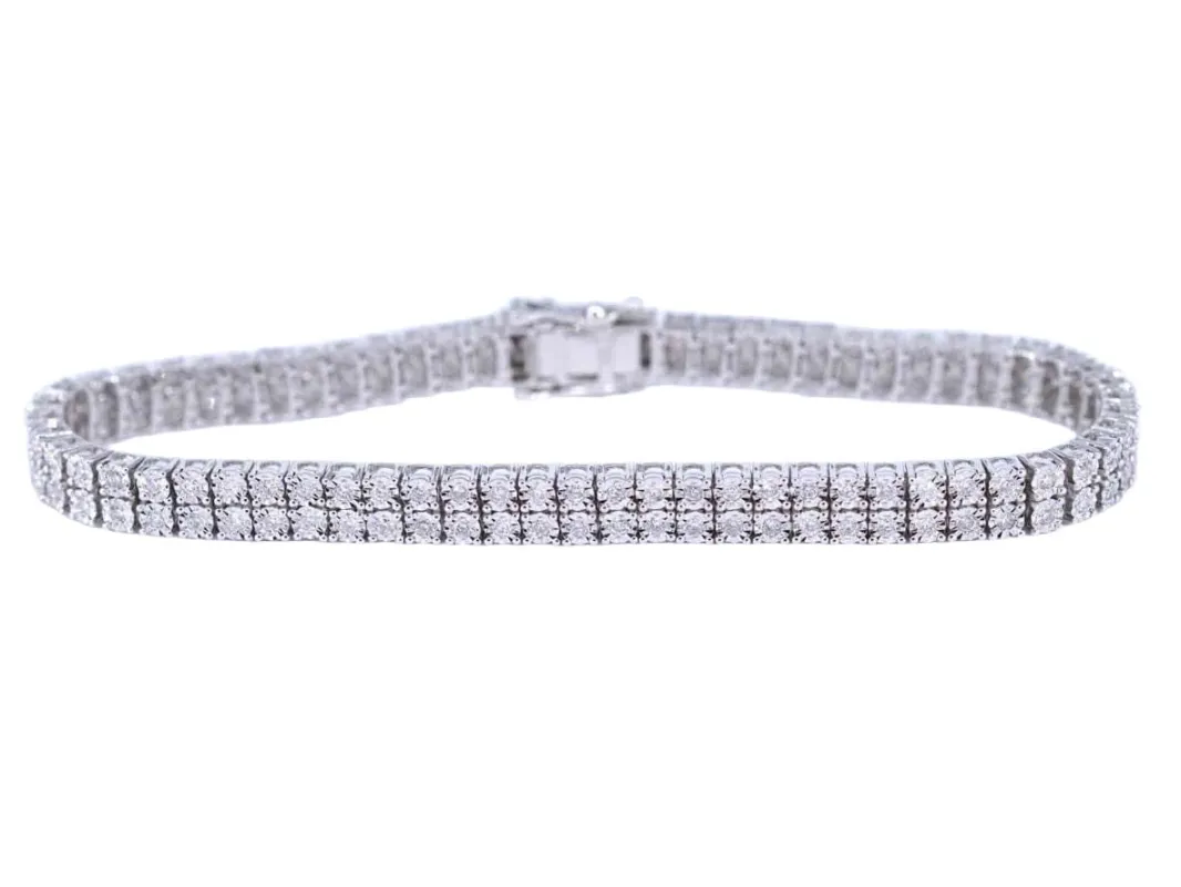 Bracelet tennis en or blanc avec 2 rangées de diamants sold by 58 Facettes