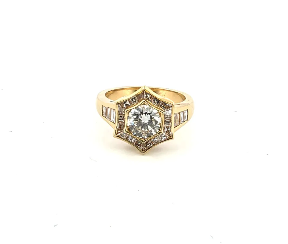 Bague en or jaune massif avec diamants sold by 58 Facettes