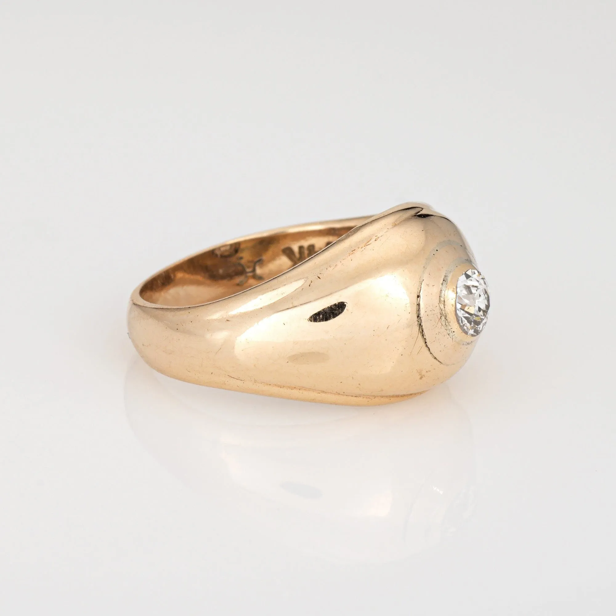 Chevalière vintage en or jaune avec diamants, 1944 sold by 58 Facettes product image thumbnail 4