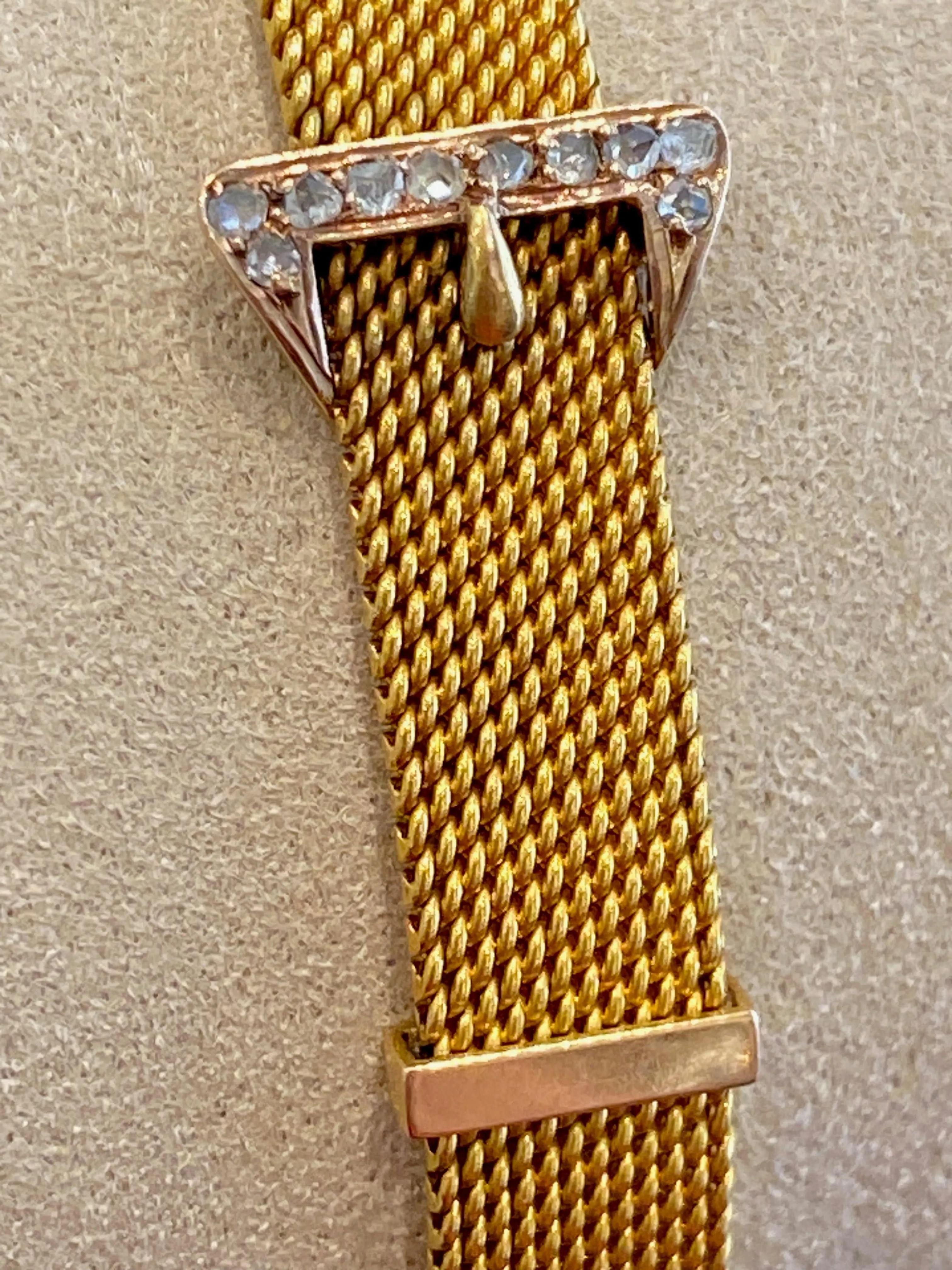 Bracelet ceinture ancien or jaune, diamants, maille milanaise sold by 58 Facettes product image thumbnail 3