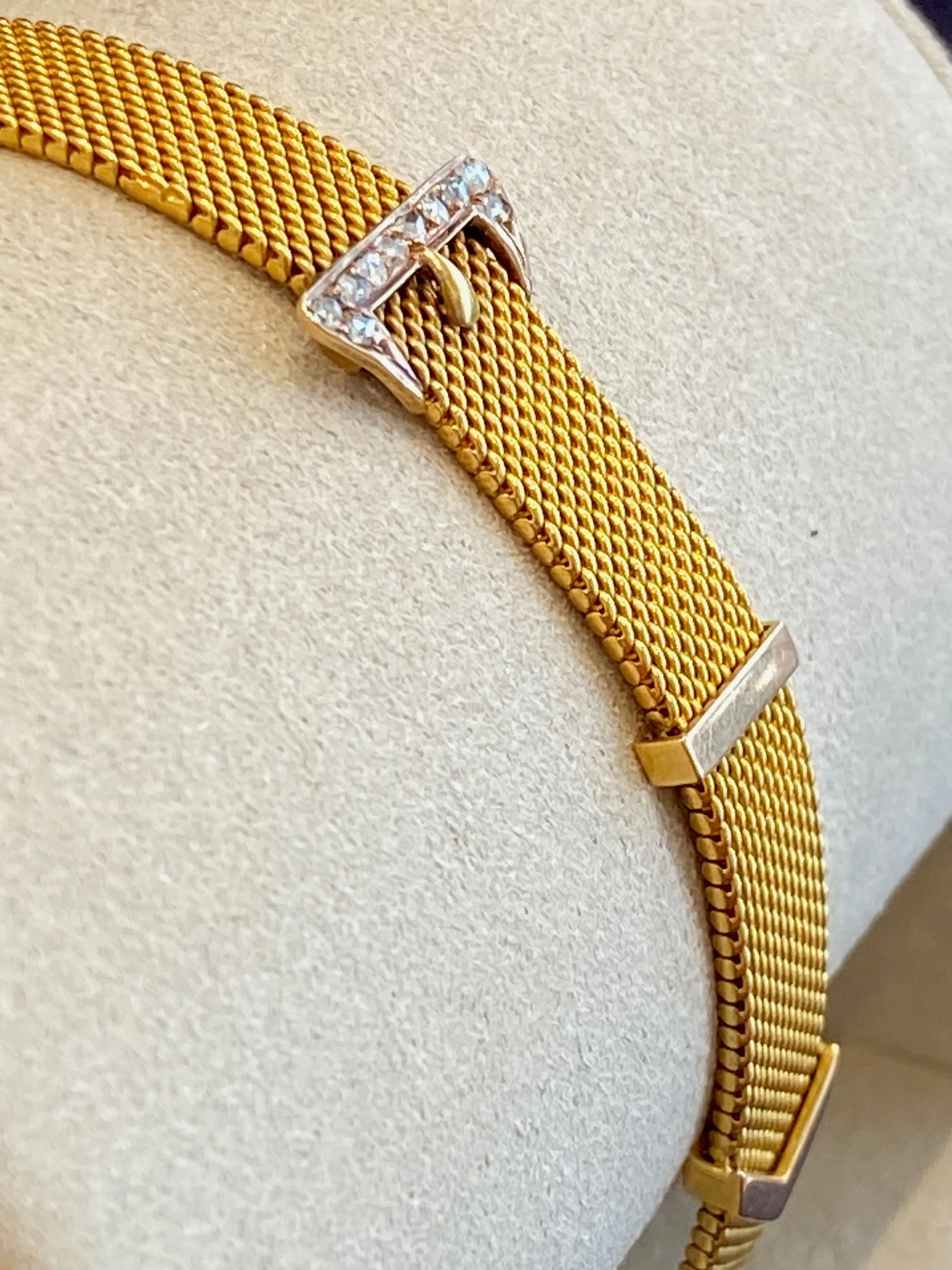 Bracelet ceinture ancien or jaune, diamants, maille milanaise sold by 58 Facettes product image thumbnail 4