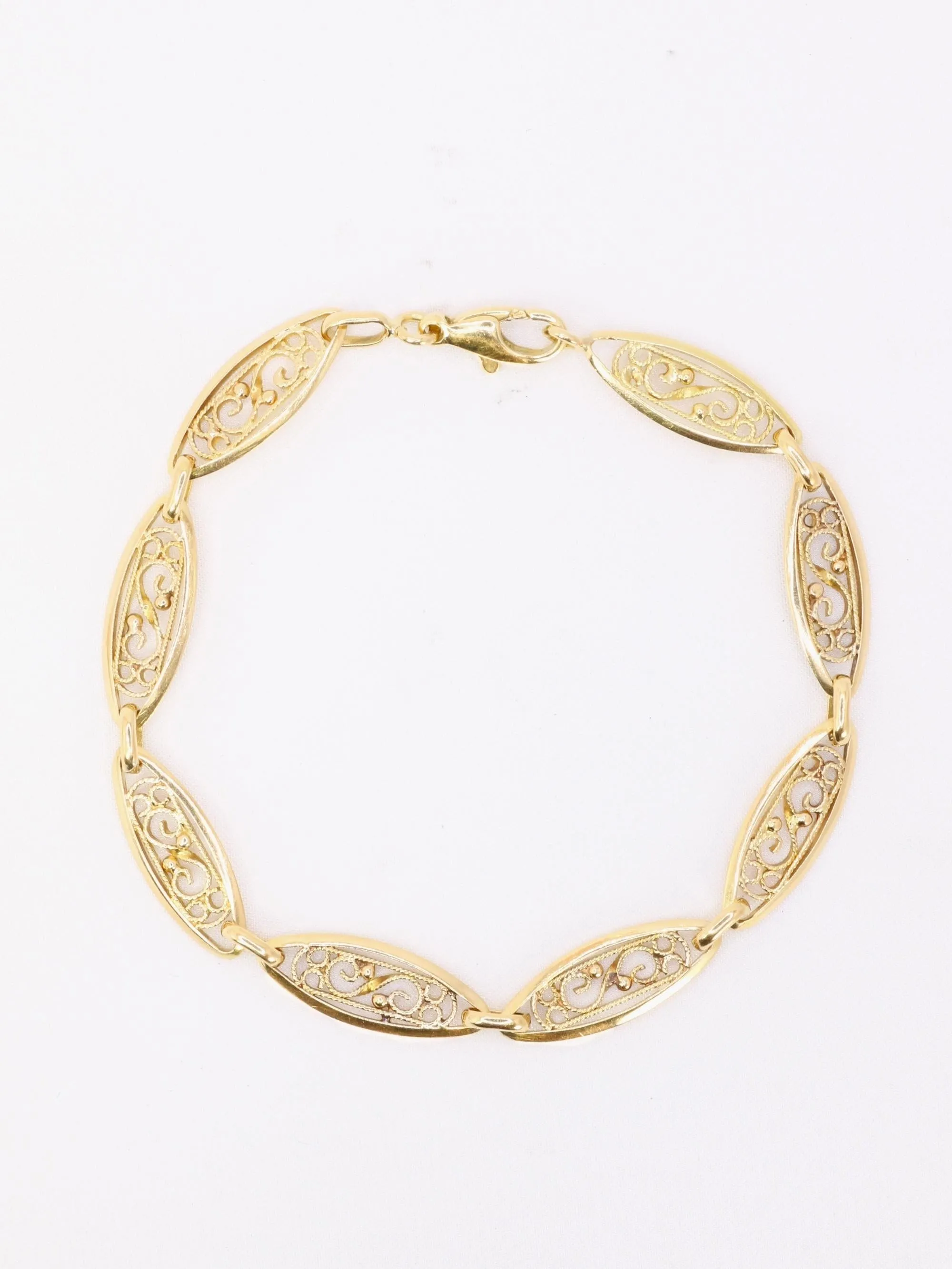 Bracelet chaîne maille filigrane or jaune sold by 58 Facettes