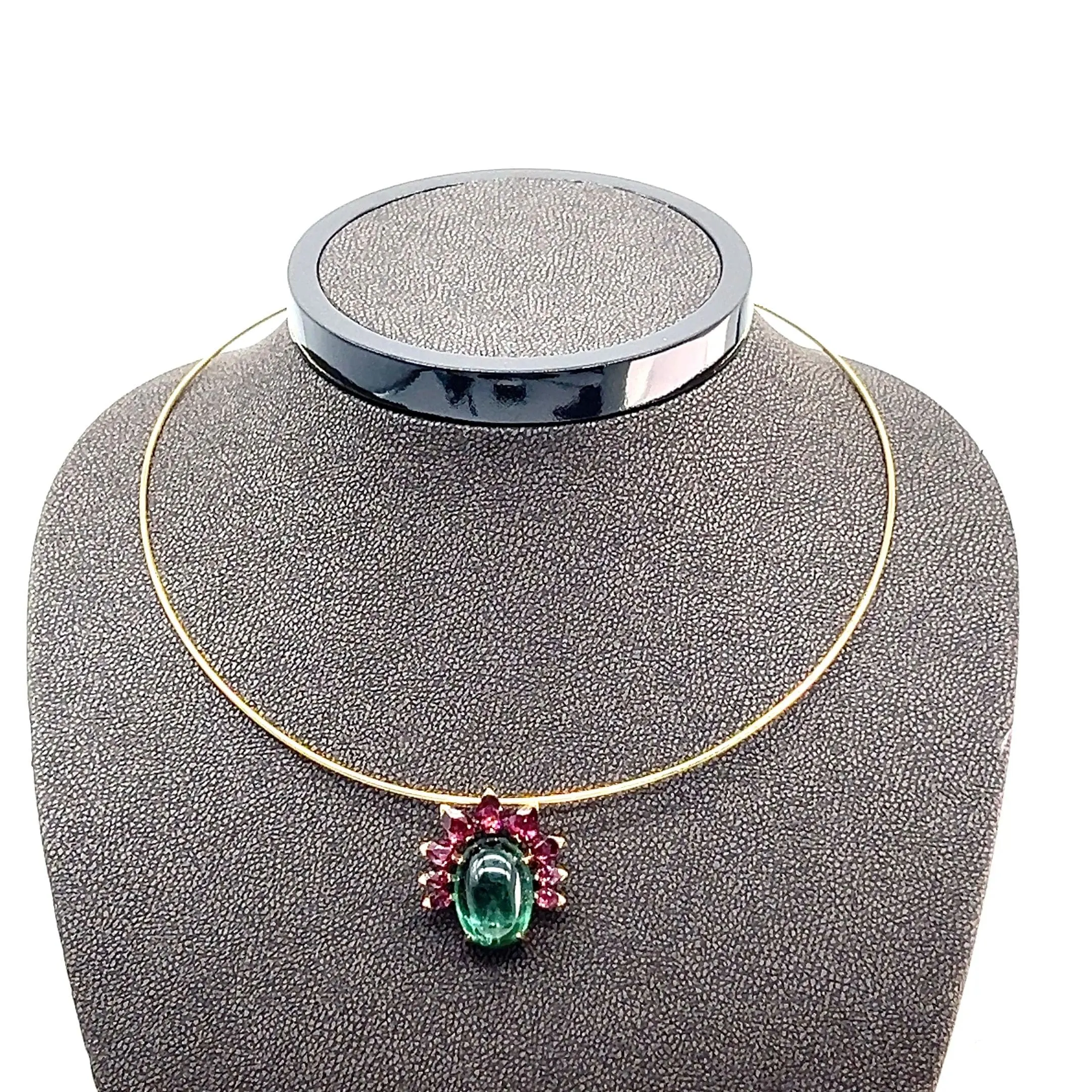Collier Ras-de-Cou en Or Jaune avec Tourmaline Verte et Grenats Rhodolites sold by 58 Facettes product image thumbnail 2