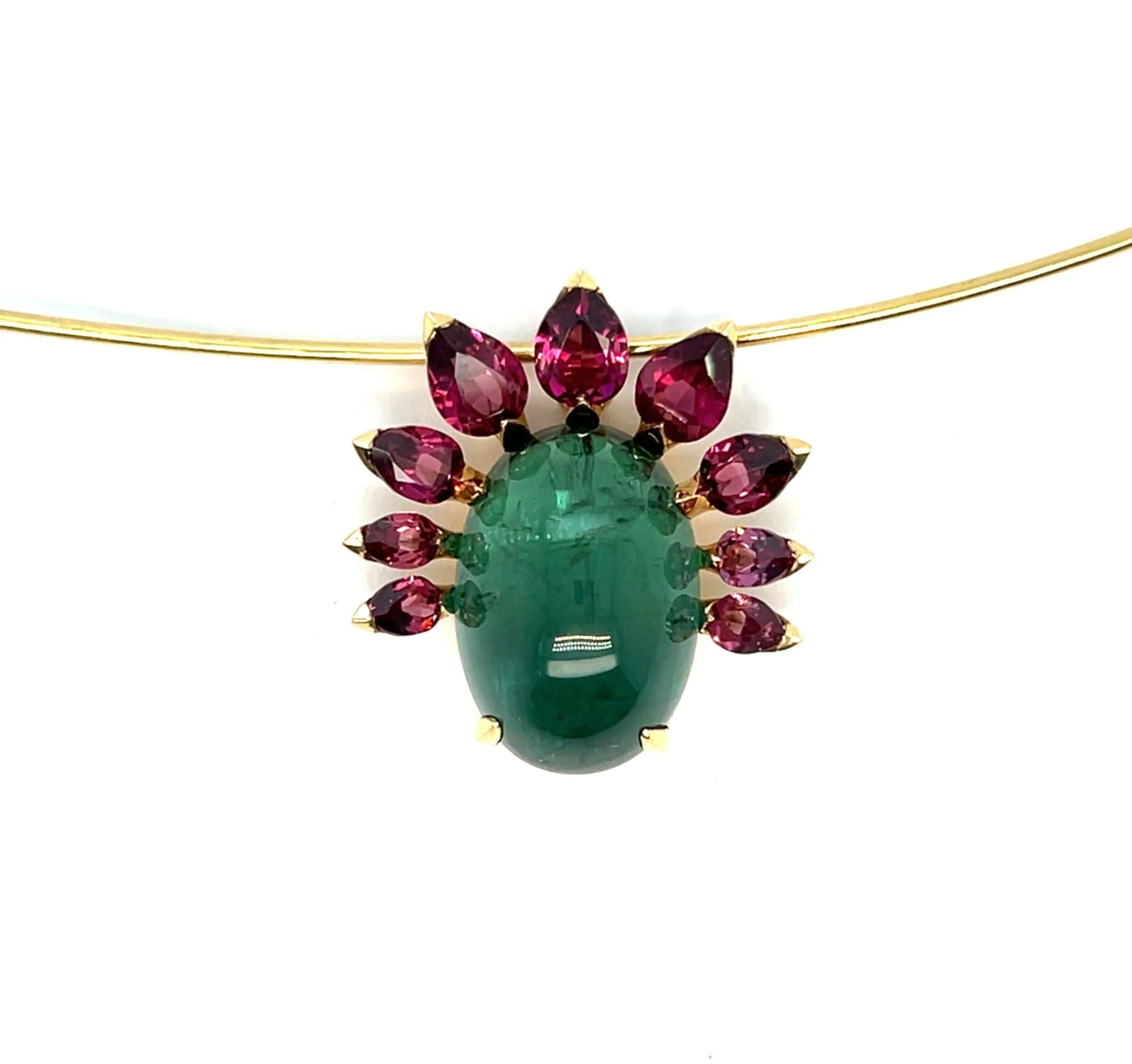 Collier Ras-de-Cou en Or Jaune avec Tourmaline Verte et Grenats Rhodolites sold by 58 Facettes product image thumbnail 3