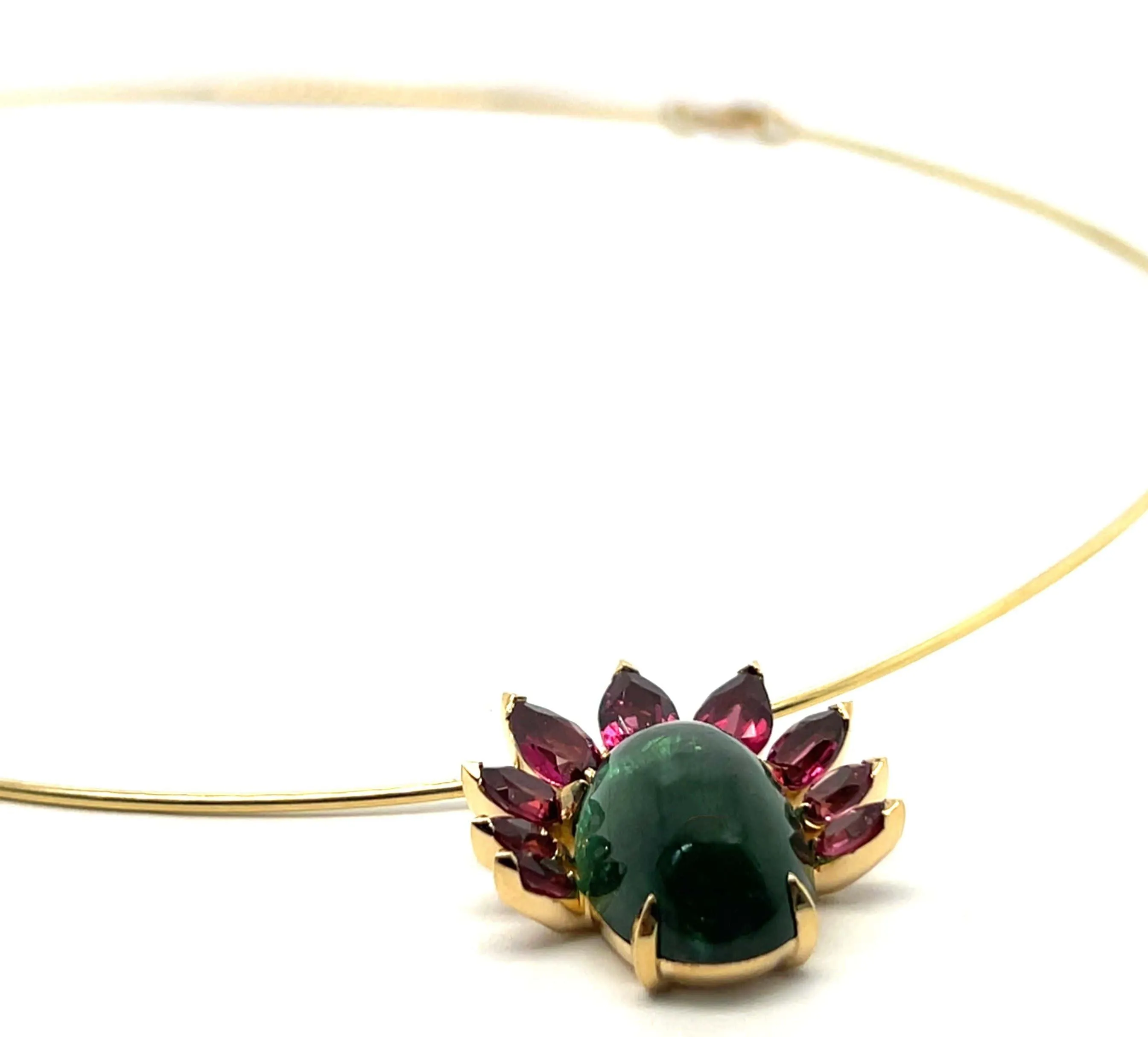 Collier Ras-de-Cou en Or Jaune avec Tourmaline Verte et Grenats Rhodolites sold by 58 Facettes product image thumbnail 4