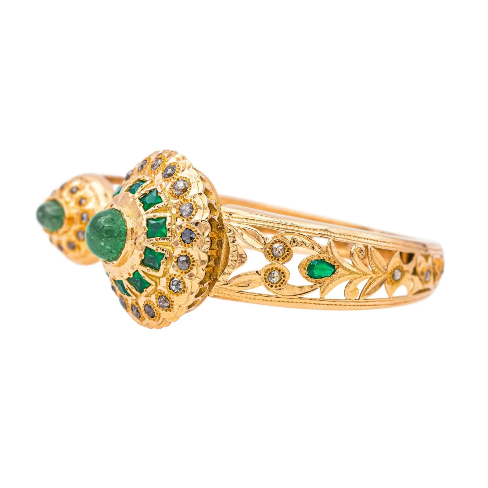 Bracelet Manchette Or rose, Email Emeraude, Diamant sold by 58 Facettes product image thumbnail 4