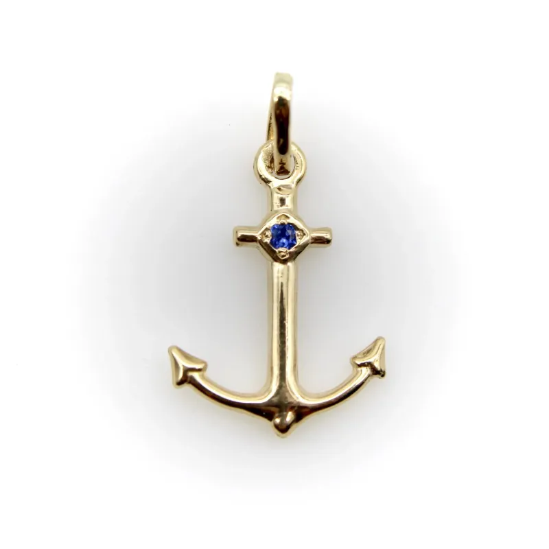 Breloque ancre signature en or 14 carats avec saphir sold by 58 Facettes