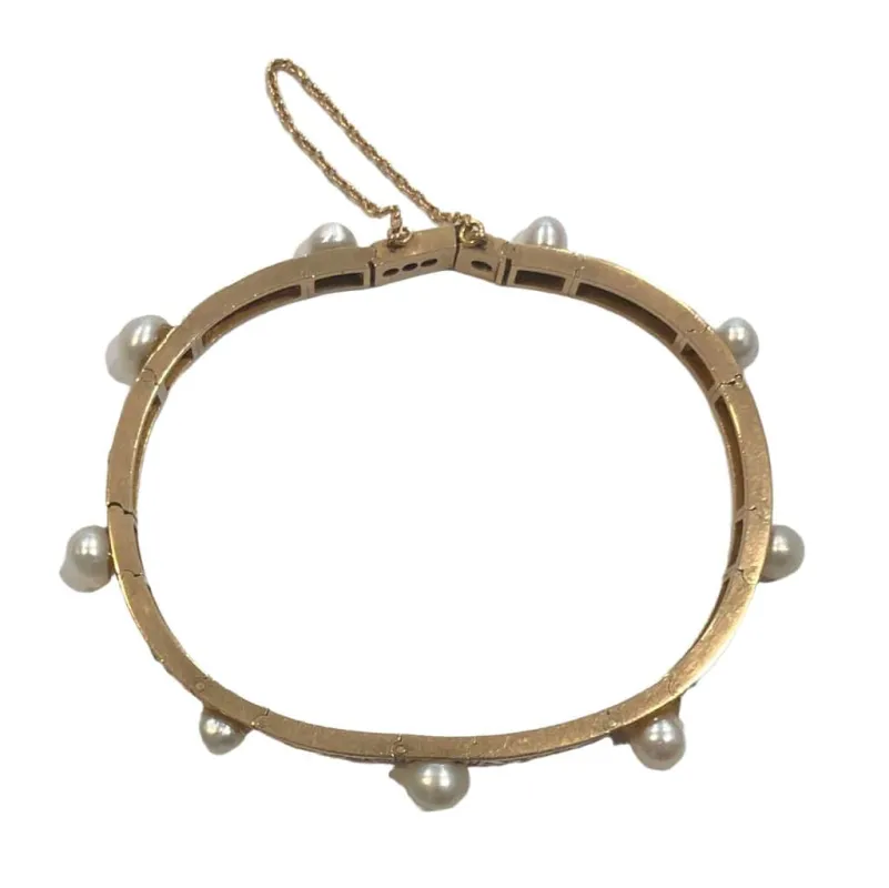 Bracelet ancien or jaune perles et diamants sold by 58 Facettes