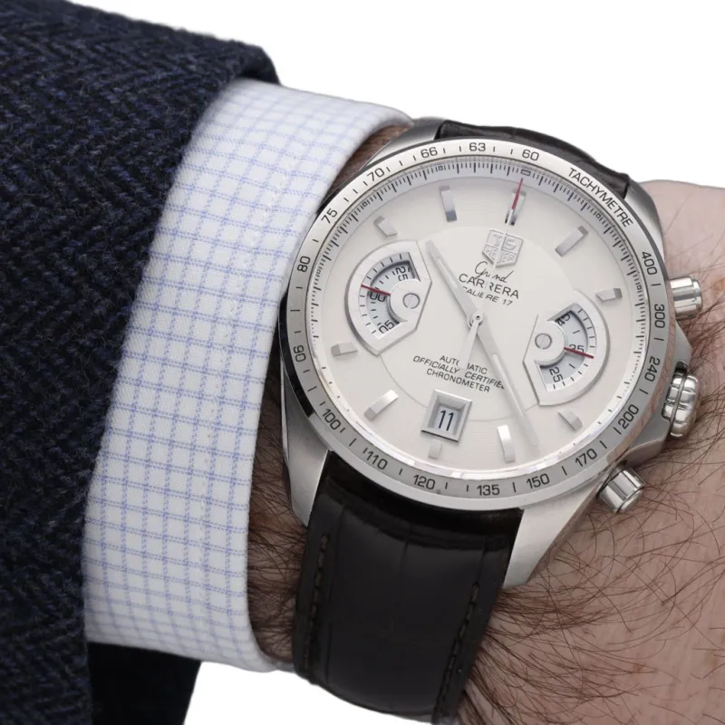 Montre TAG Heuer Grand Carrera en acier - 43 mm - Ref. CAV511B - Vers 2010 - Avec boite dorigine sold by 58 Facettes