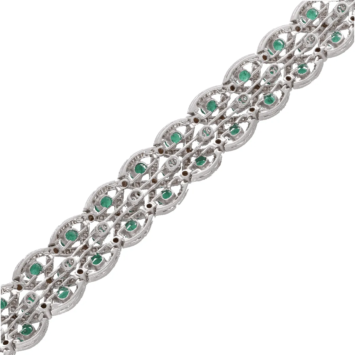Bracelet en or gris 18K avec 6,00 ct demeraudes ovales et 4,00 ct de diamants H-VS - 17,5 cm - Vers 2000 sold by 58 Facettes product image thumbnail 3