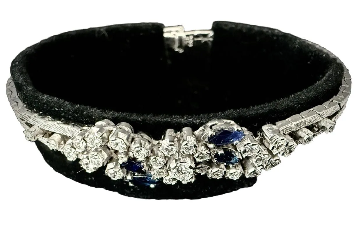Bracelet maille en écailles serti de brillants et saphirs sold by 58 Facettes