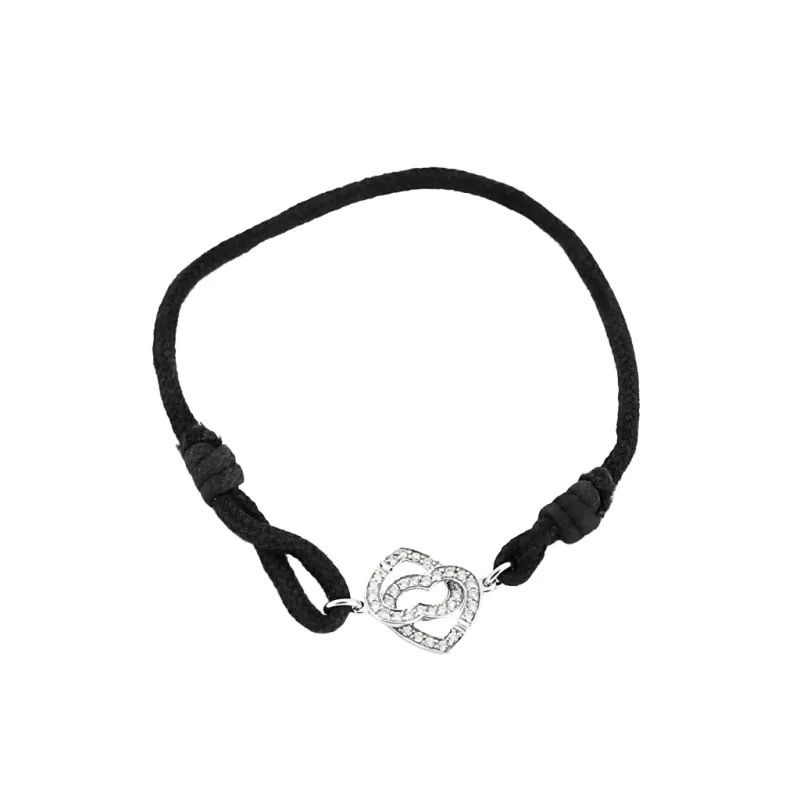 DINH VAN - Bracelet en cordon noir, or blanc et diamants sold by 58 Facettes