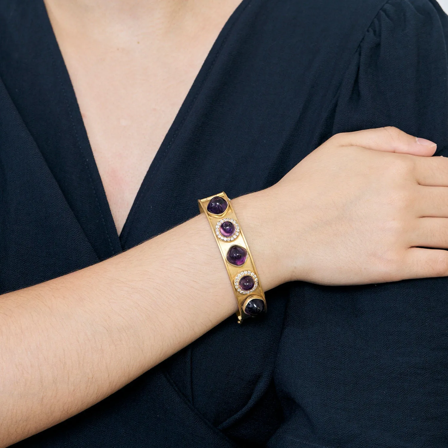 Bracelet rigide or jaune et améthystes sold by 58 Facettes product image thumbnail 2