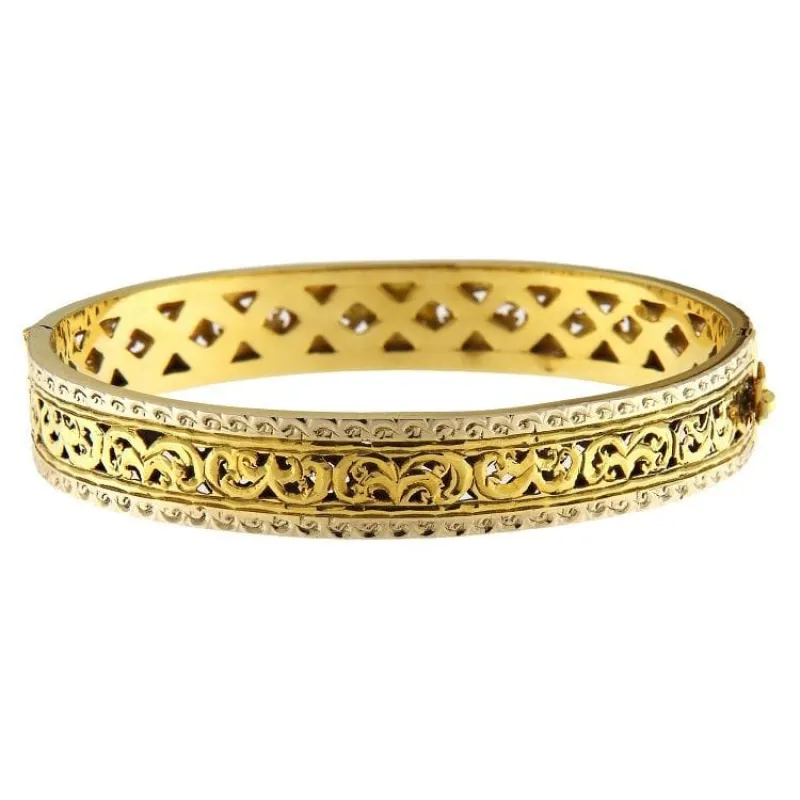 Bracelet rigide en or jaune et blanc sold by 58 Facettes