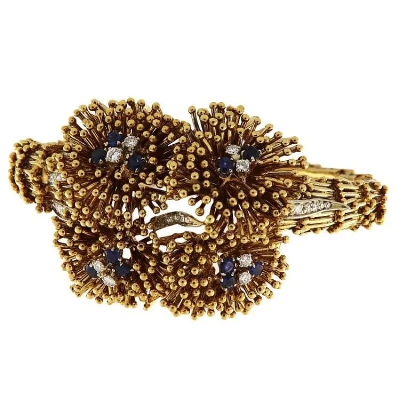 Bracelet rigide en or jaune avec saphirs et diamants sold by 58 Facettes