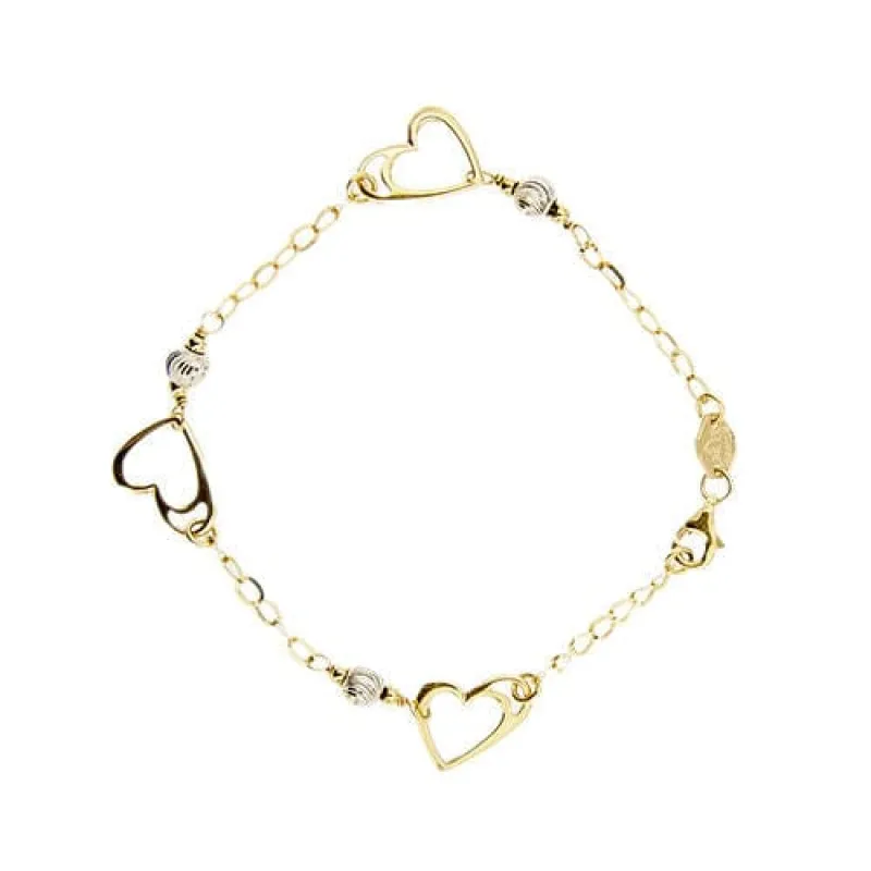 Bracelet deux ors avec coeurs sold by 58 Facettes