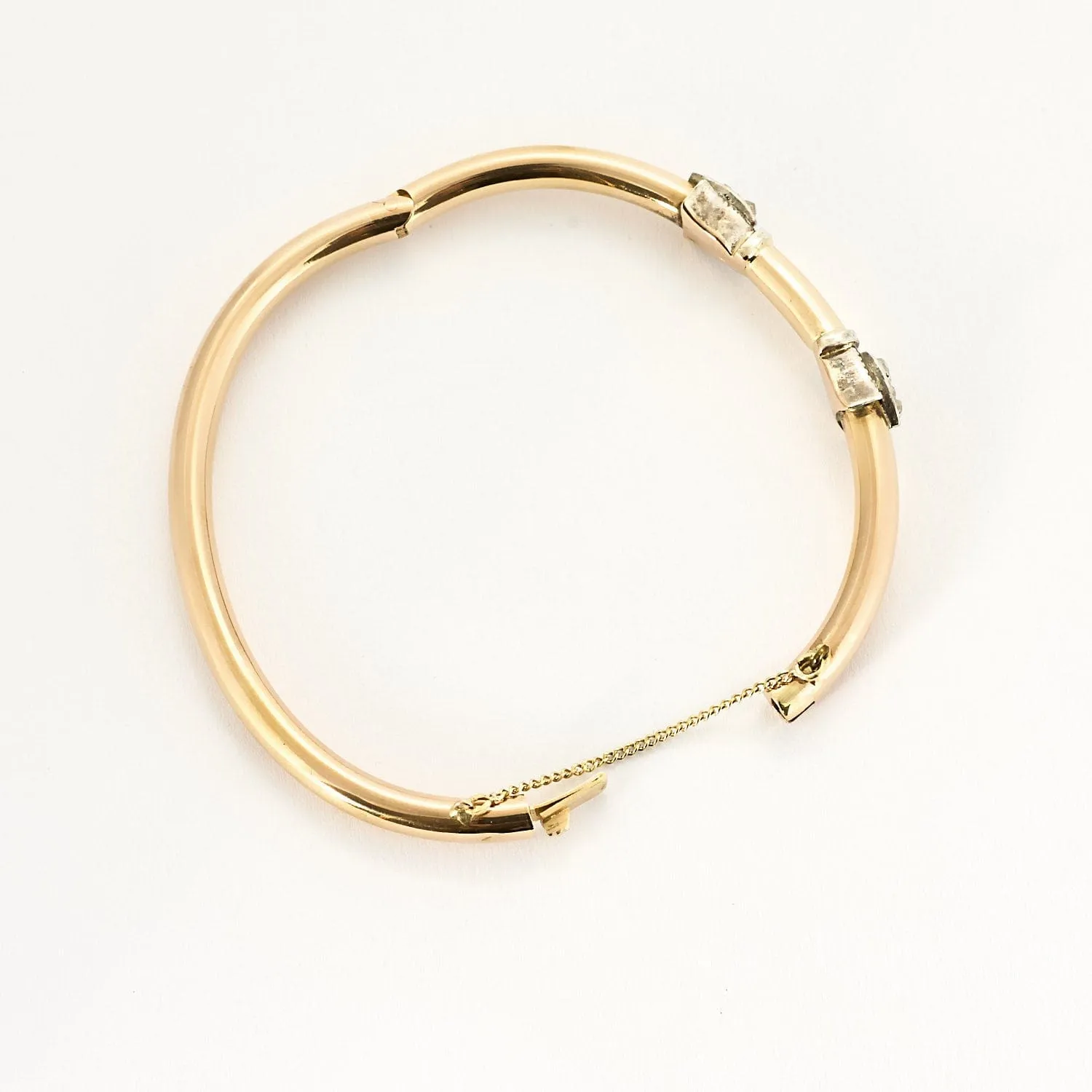 Bracelet jonc en or rose et argent et roses diamantés sold by 58 Facettes product image thumbnail 5