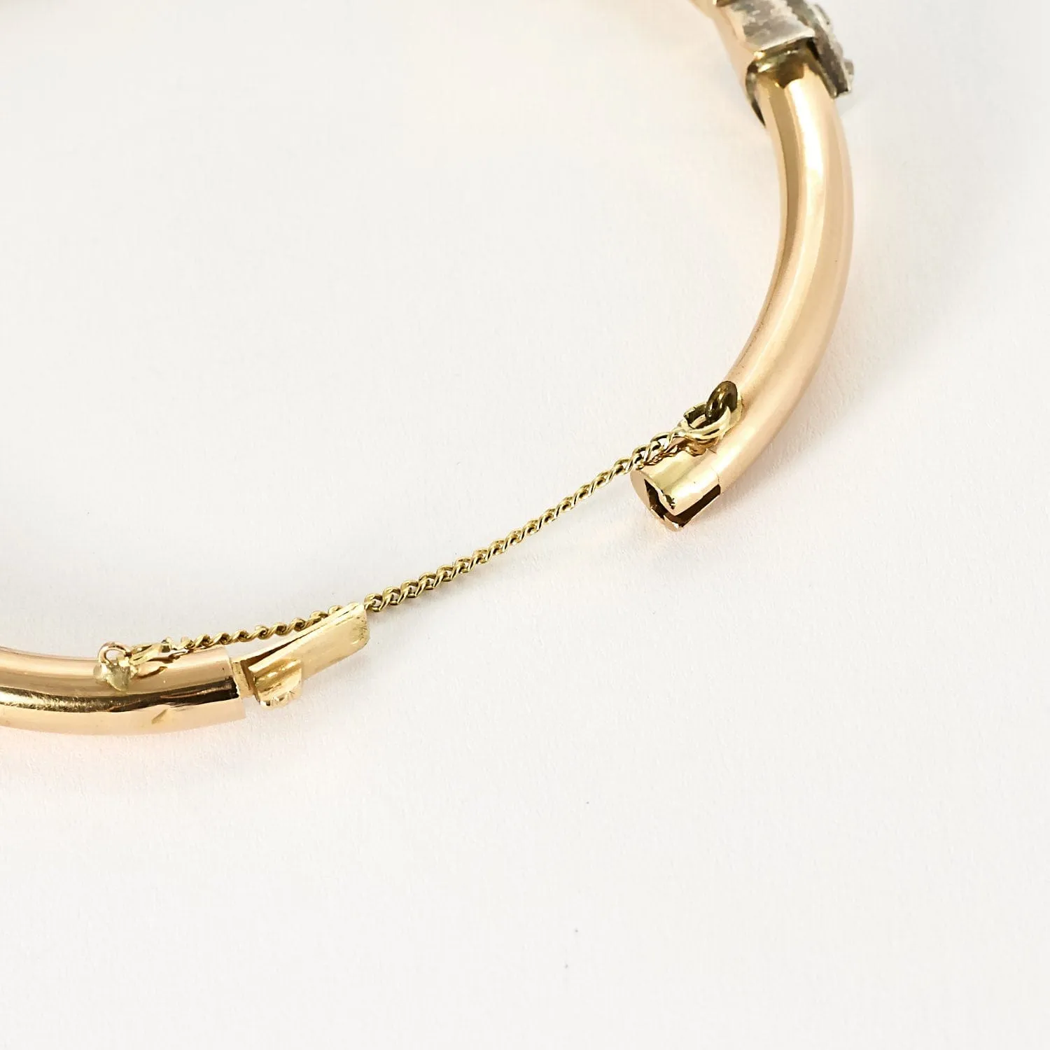Bracelet jonc en or rose et argent et roses diamantés sold by 58 Facettes product image thumbnail 3