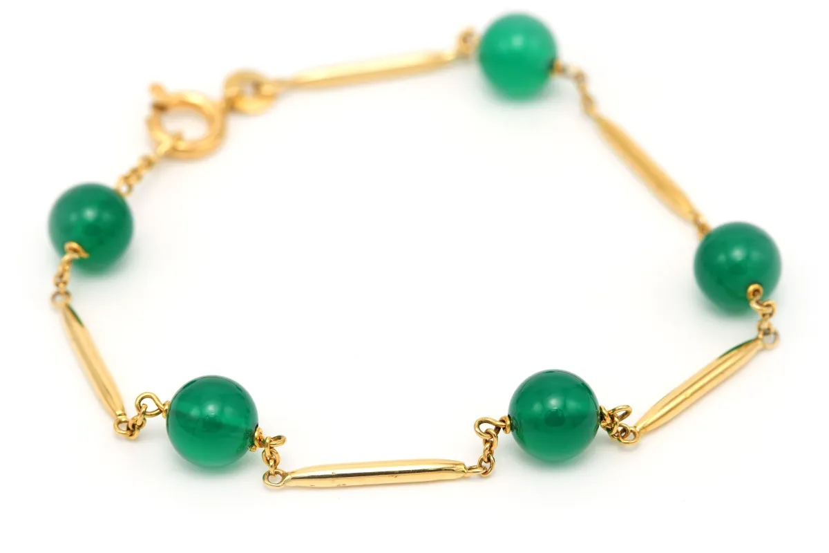 Bracelet Napoléon III ou chrysoprases jaunes sold by 58 Facettes