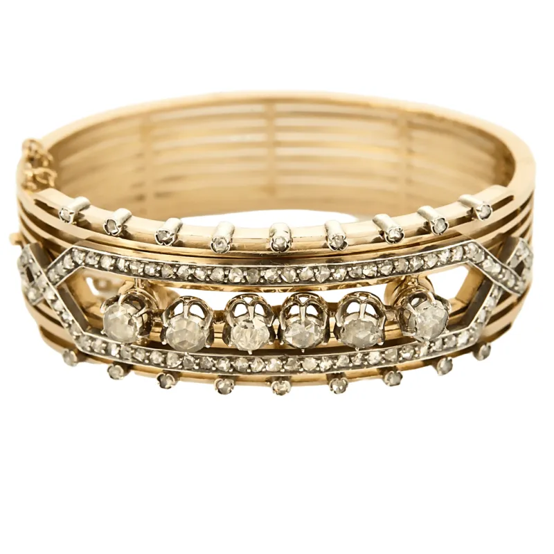Bracelet Napoleon III, or, argent et diamants sold by 58 Facettes